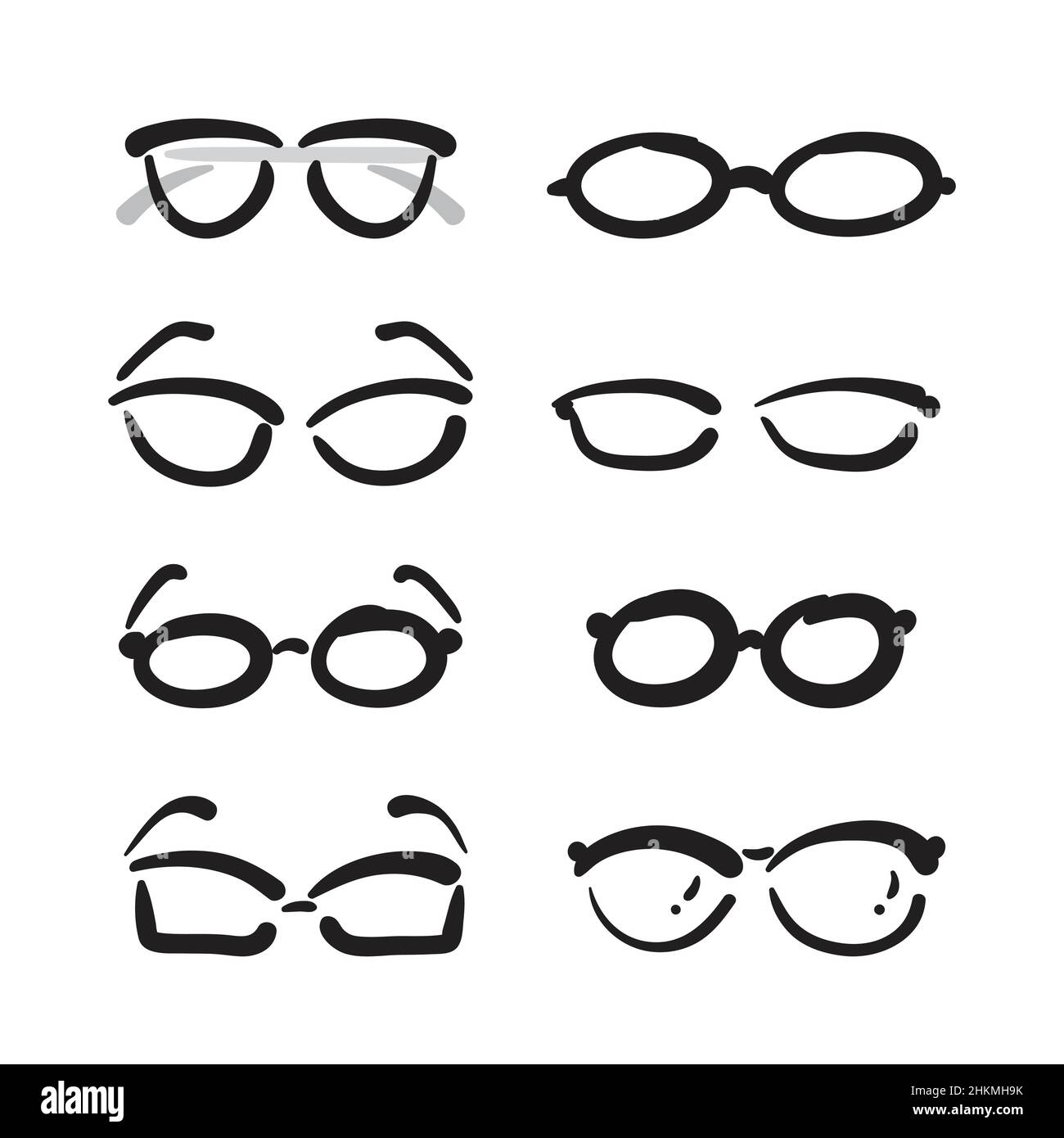 Vektorgruppe von handgezeichneten Gläsern auf weißem Hintergrund. Leicht editierbare Vektorgrafik mit Ebenen. Stock Vektor