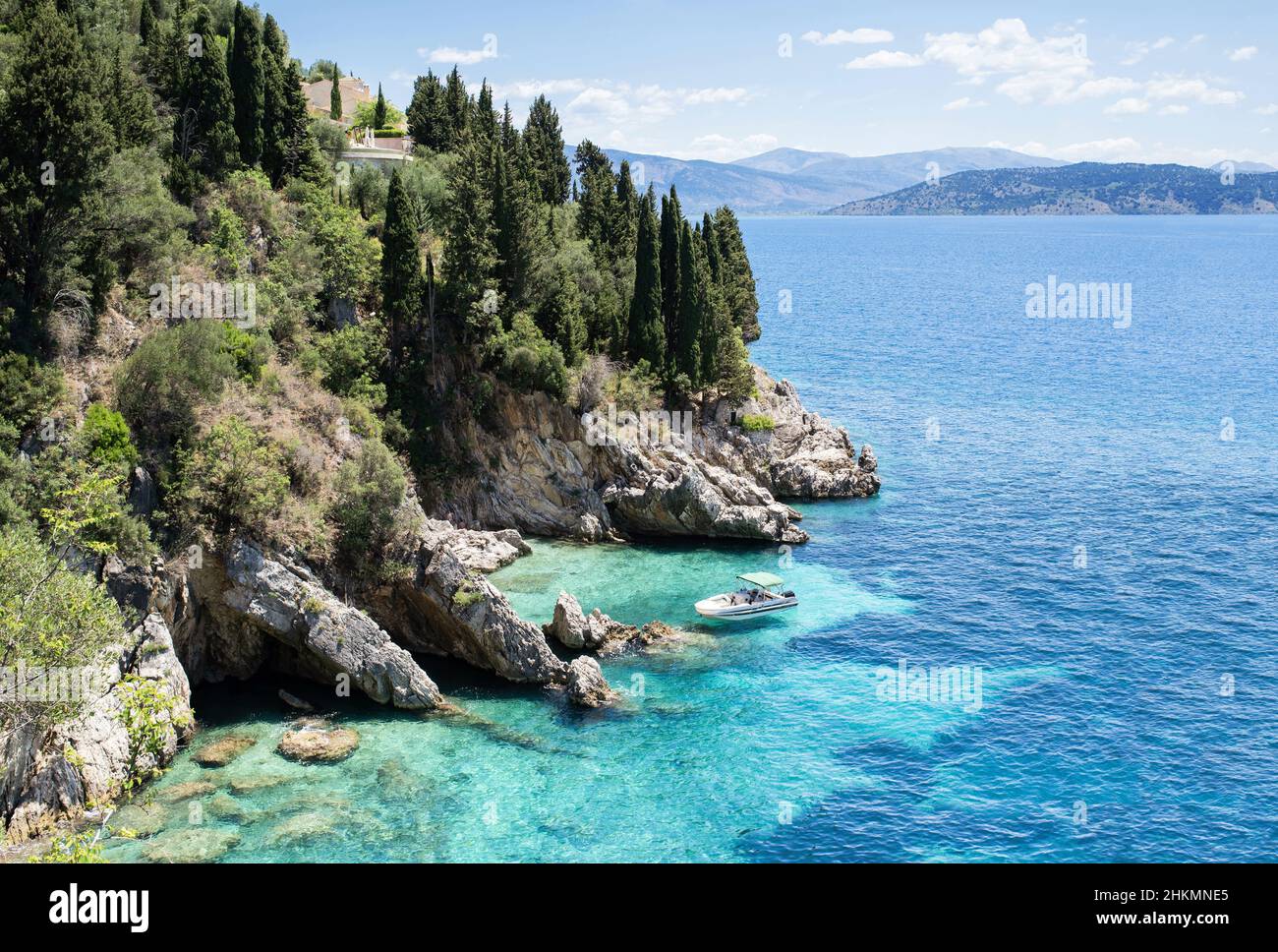 Wunderschöne Bucht, Korfu Insel, Griechenland Stockfoto