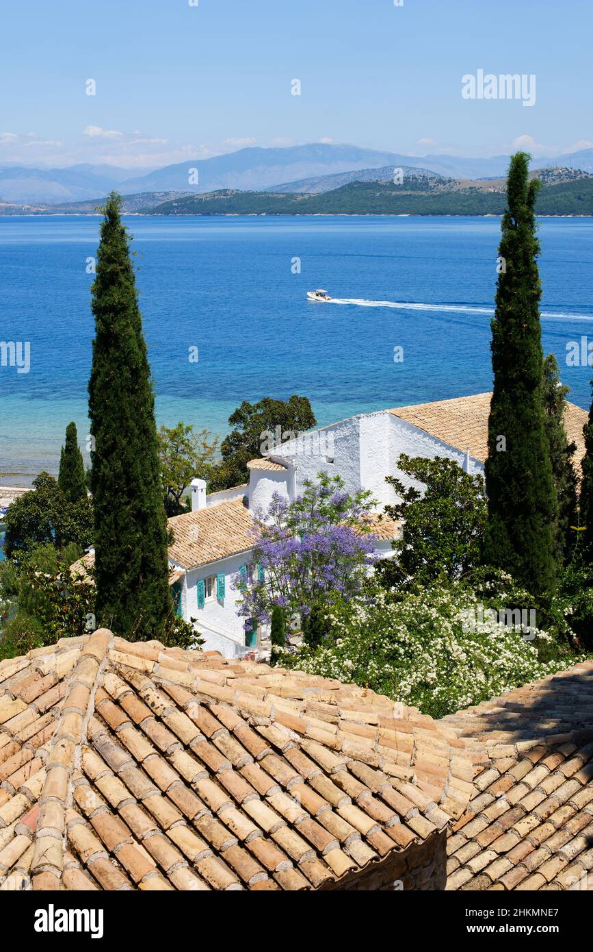 Wunderschöne Bucht, Korfu Insel, Griechenland Stockfoto