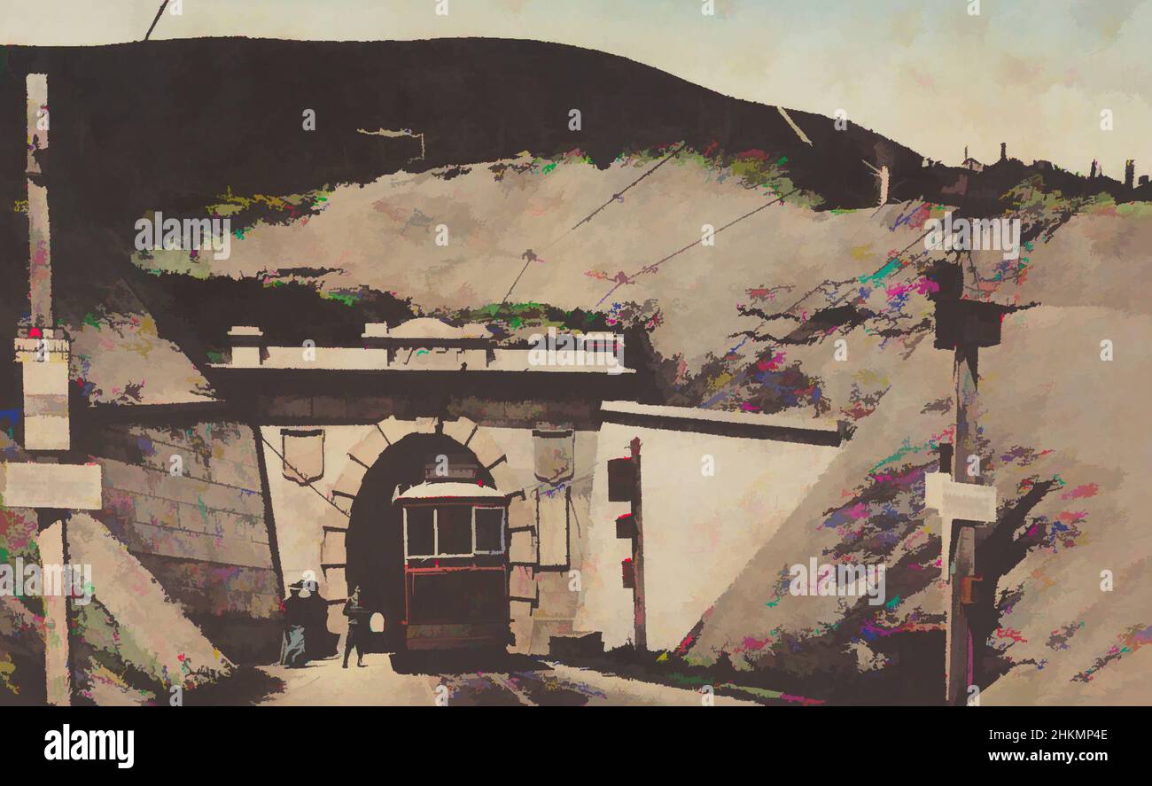 Kunst inspiriert von Kilbirnie Tunnel Wellington N.Z. [Mt Victoria Bus Tunnel], Muir & Moodie Studio, Verlag, um 1910, Handkolorierung, Klassisches Werk, modernisiert von Artotop mit einem Schuss Moderne. Formen, Farbe und Wert, auffällige visuelle Wirkung auf Kunst. Emotionen durch Freiheit von Kunstwerken auf zeitgemäße Weise. Eine zeitlose Botschaft, die eine wild kreative neue Richtung verfolgt. Künstler, die sich dem digitalen Medium zuwenden und die Artotop NFT erschaffen Stockfoto