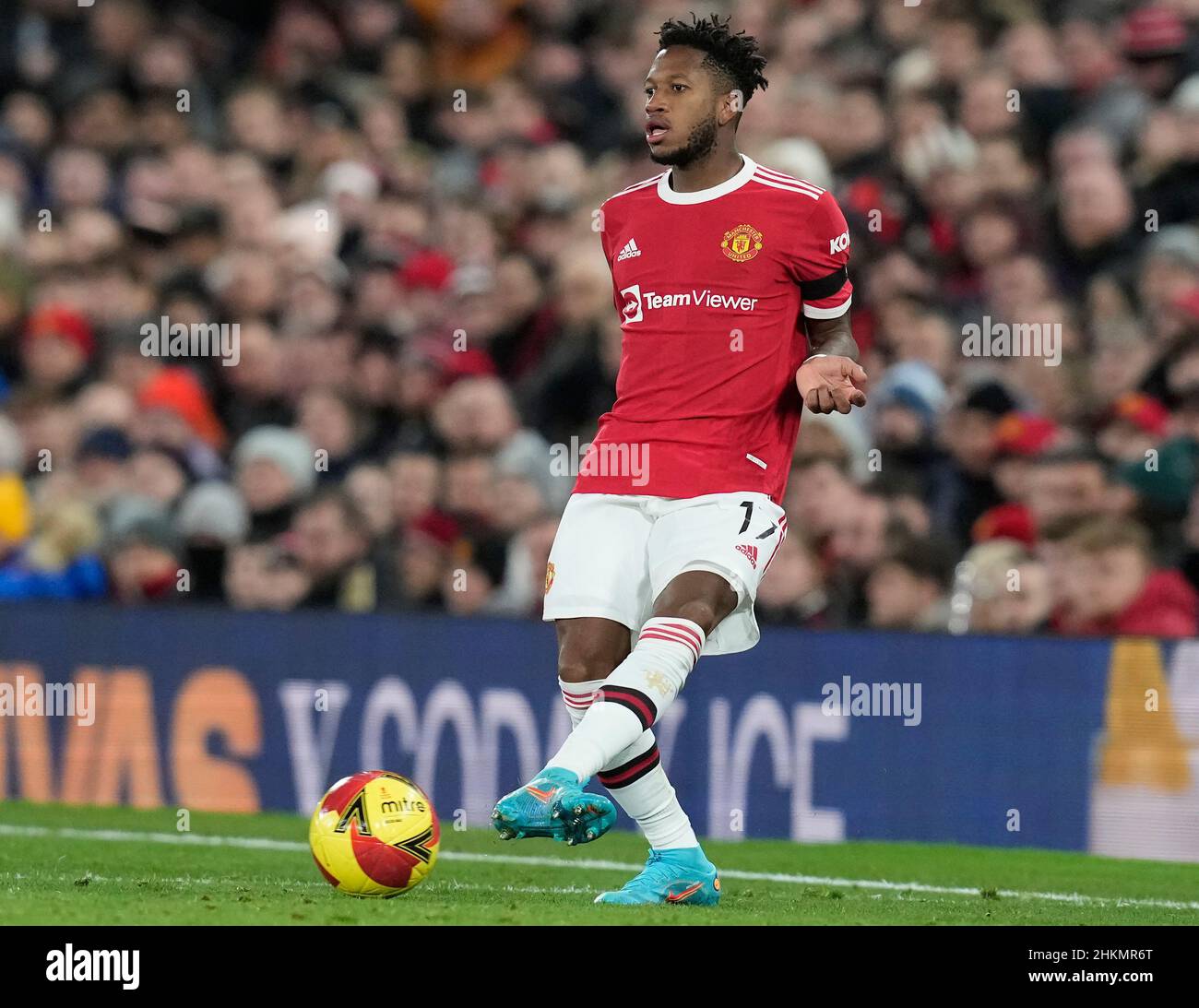 Manchester, Großbritannien. 4th. Februar 2022. Fred von Manchester United während des Emirates FA Cup-Spiels in Old Trafford, Manchester. Bildnachweis sollte lauten: Andrew Yates / Sportimage Stockfoto