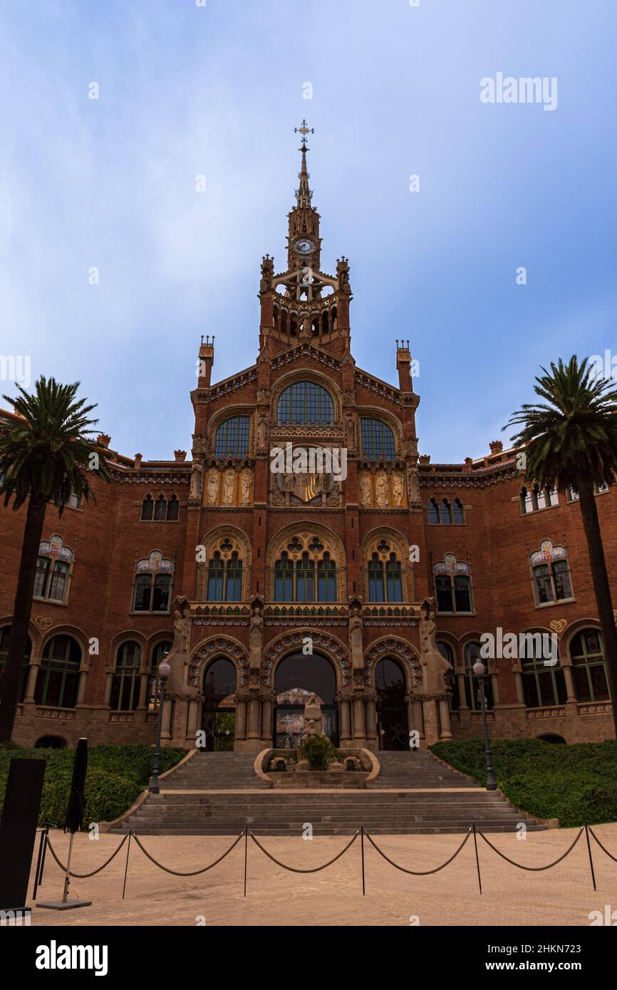 Krankenhaus des Heiligen Kreuzes und des Heiligen Paulus (de la Santa Creu i Sant Pau), Barcelona, Katalonien, Spanien Stockfoto