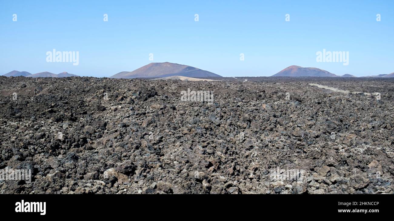 Lavafelder Vulkanlandschaft Nationalpark Lanzarote Kanarische Inseln Spanien Stockfoto