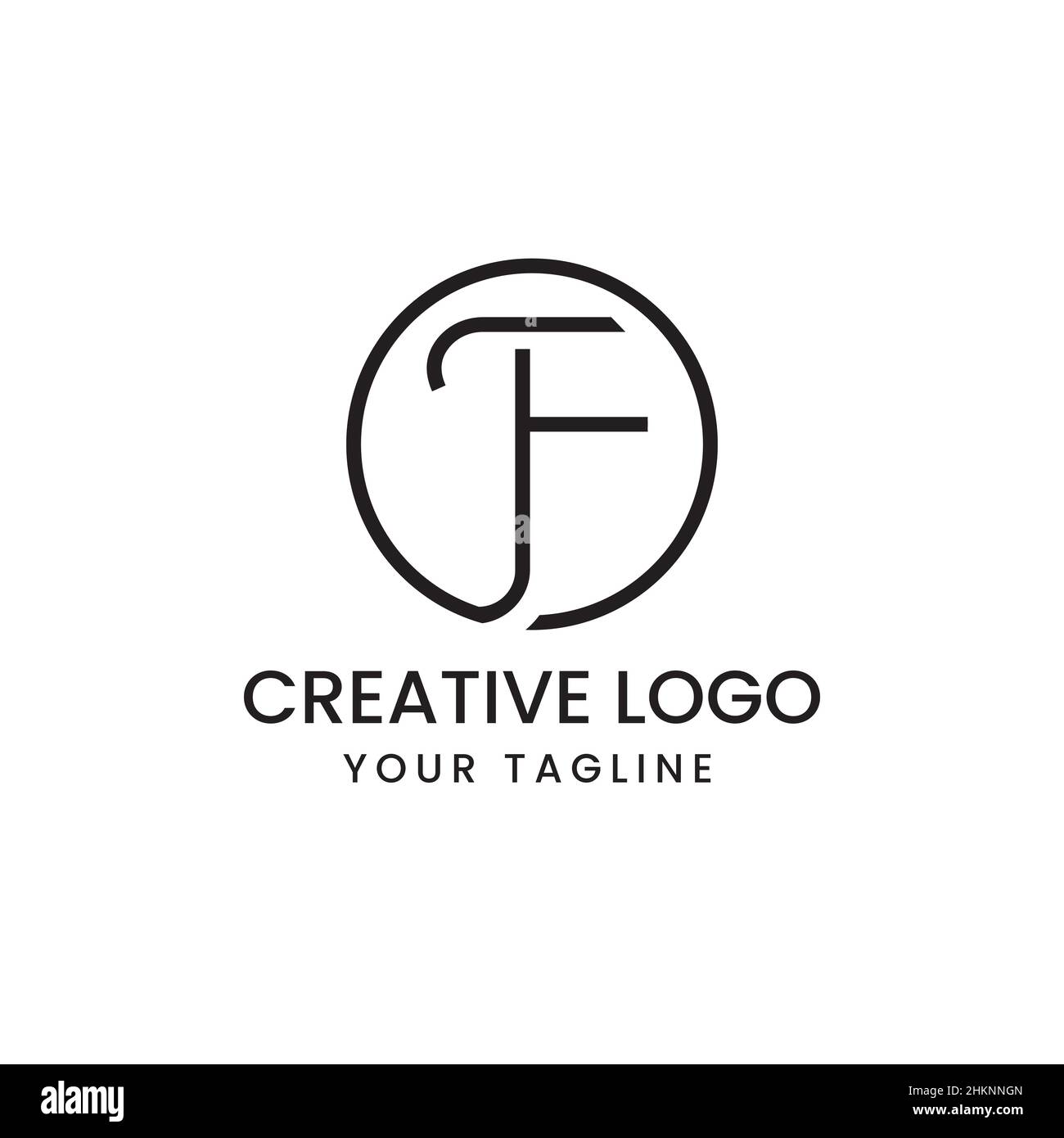 Einfaches Logo Kreis Linie geformten Buchstaben T F.Symbol Stock Vektor
