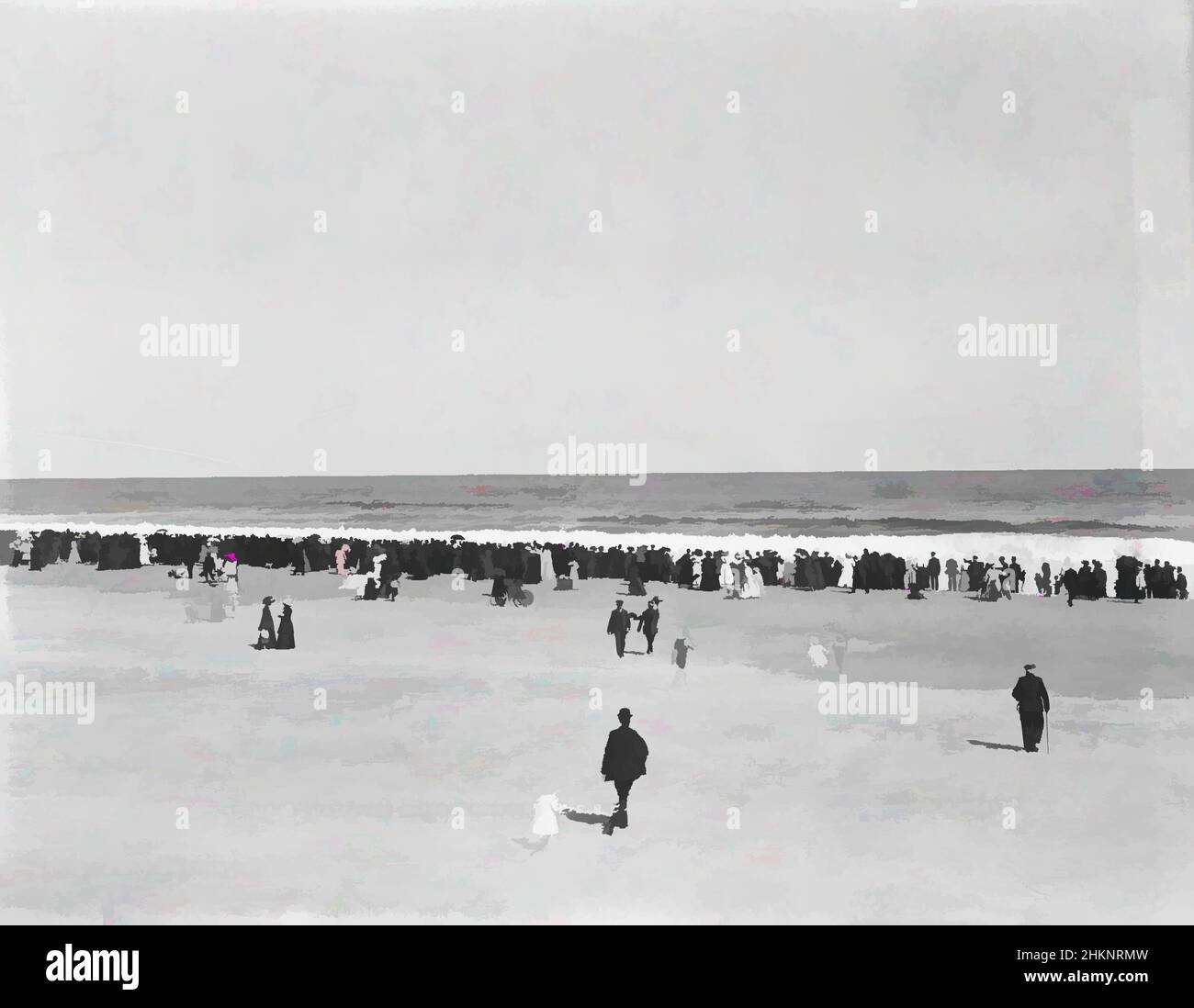 Kunst inspiriert vom Surf-Baden in St. Kilda - Gemischtes Baden beobachten, P.S. B.C., Muir & Moodie Studio, Fotostudio, um 1911, Dunedin, Schwarz-Weiß-Fotografie, Klassische Werke, die von Artotop mit einem Hauch von Moderne modernisiert wurden. Formen, Farbe und Wert, auffällige visuelle Wirkung auf Kunst. Emotionen durch Freiheit von Kunstwerken auf zeitgemäße Weise. Eine zeitlose Botschaft, die eine wild kreative neue Richtung verfolgt. Künstler, die sich dem digitalen Medium zuwenden und die Artotop NFT erschaffen Stockfoto