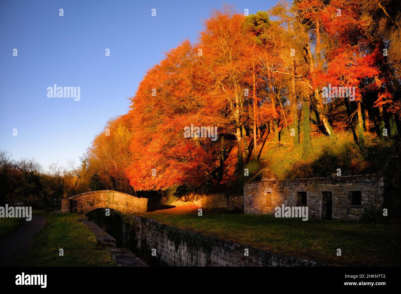 Malerisches Herbstlandschaftsfoto des Boyne-Tals Stockfoto