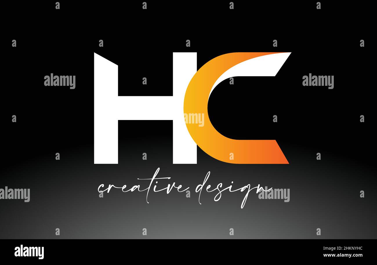 HC Letter Logo mit weißen goldenen Farben und minimalistischem Design-Symbol Vektor-Illustration Stock Vektor