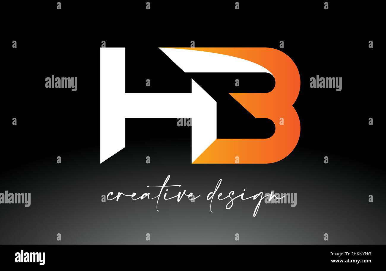 HB Buchstabe Logo mit weißen goldenen Farben und minimalistisches Design Symbol Vektor Illustration Stock Vektor