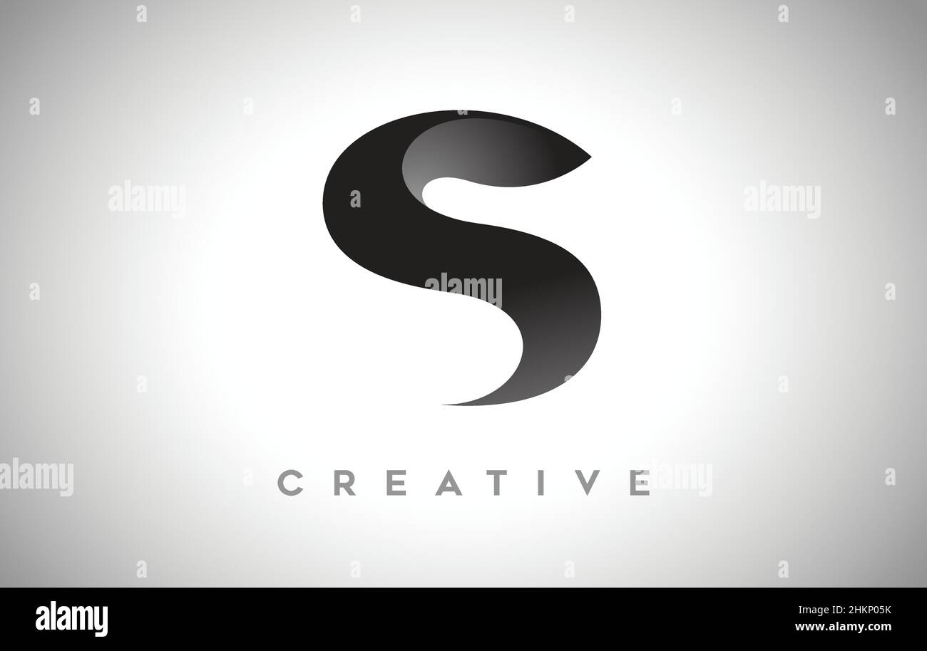 Design mit schwarzem S-Letter-Logo-Symbol. Buchstabe S Logo-Design mit minimalistischem kreativem Look und weichen shaddow auf weißem Hintergrund Vektor Stock Vektor