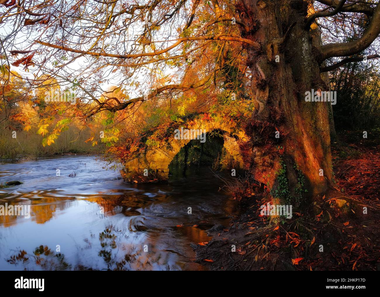 Malerisches Herbstlandschaftsfoto des Boyne-Tals Stockfoto