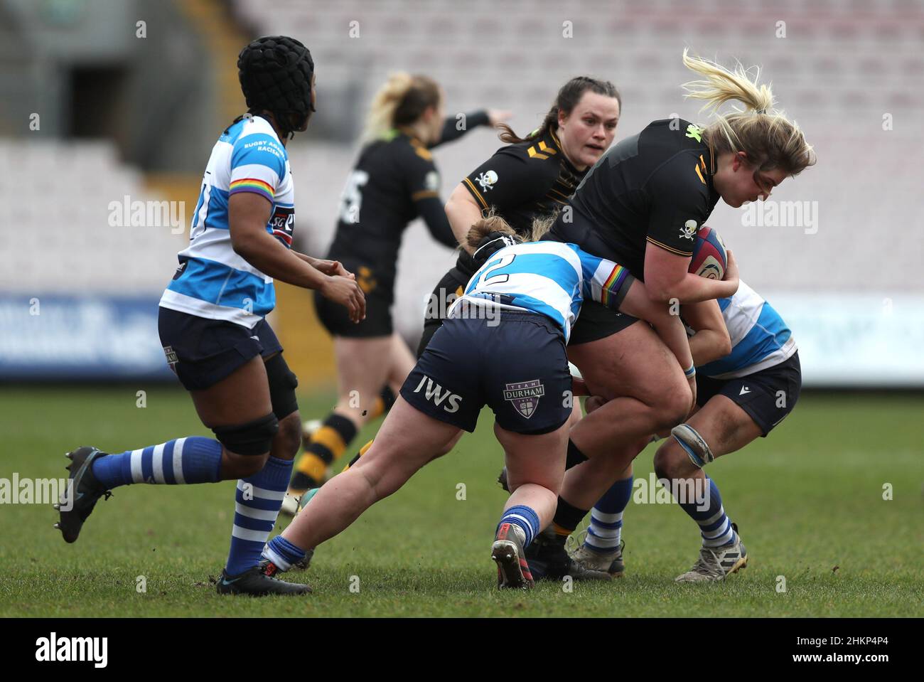 DARLINGTON, GROSSBRITANNIEN. FEB 5th während des WOMEN's S ALLIANZ PREMIER 15S-Matches zwischen DMP Durham Sharks und London Wesps in der Northern Echo Arena, Darlington am Samstag, 5th. Februar 2022. (Kredit: Chris Booth | MI News) Kredit: MI News & Sport /Alamy Live News Stockfoto