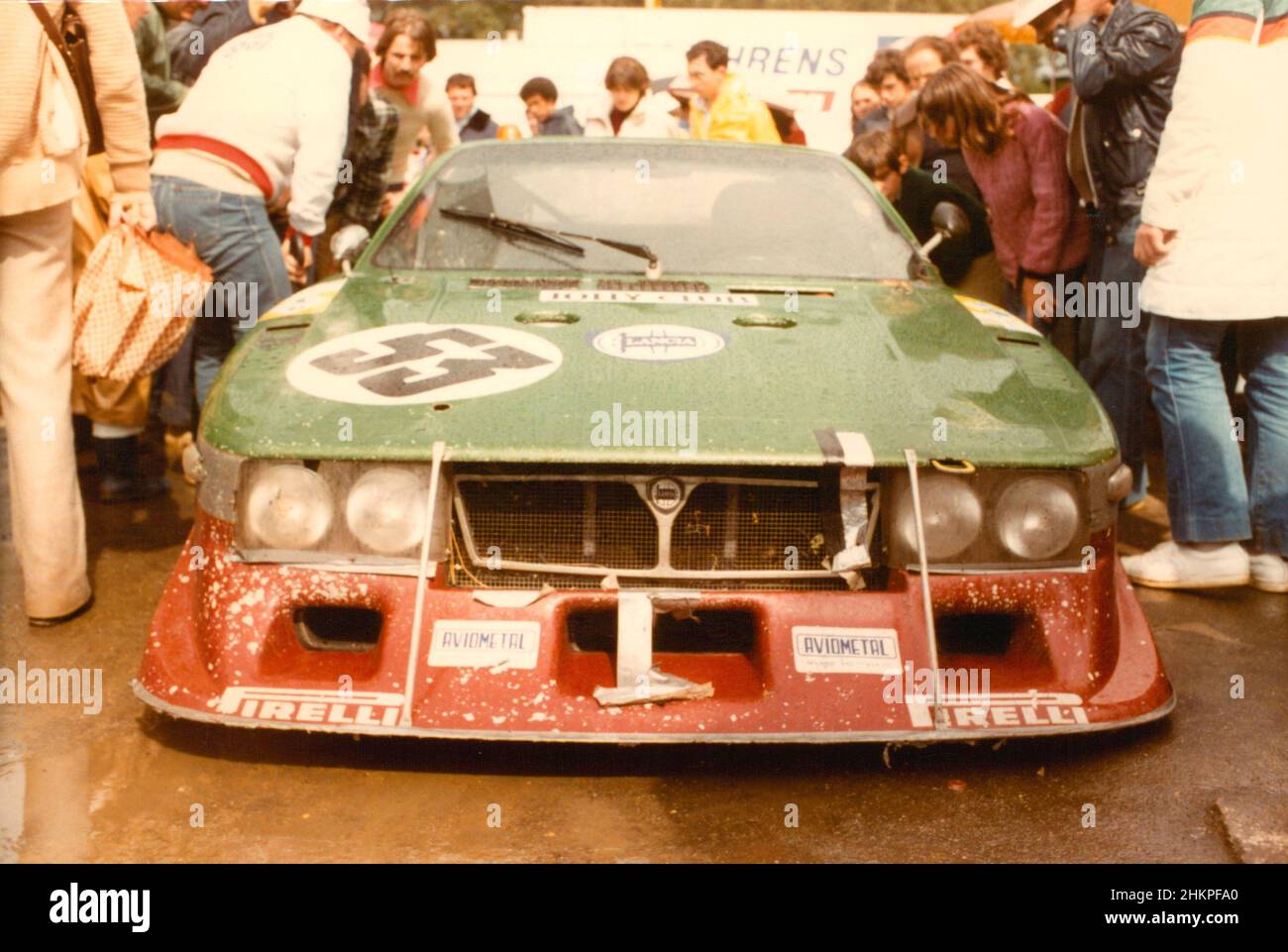 24 Stunden Le Mans ist ein Langstreckenrennen, das in der Nähe der Stadt Le Mans, Frankreich, stattfindet. 24-Stunden-Rennen von Le Mans, hier wird der Lancia Beta Montecarlo Turbo, 1980, gezeigt. Angetrieben von Carlo Facetti und Martino Finotto für das Team Jolly Club Stockfoto