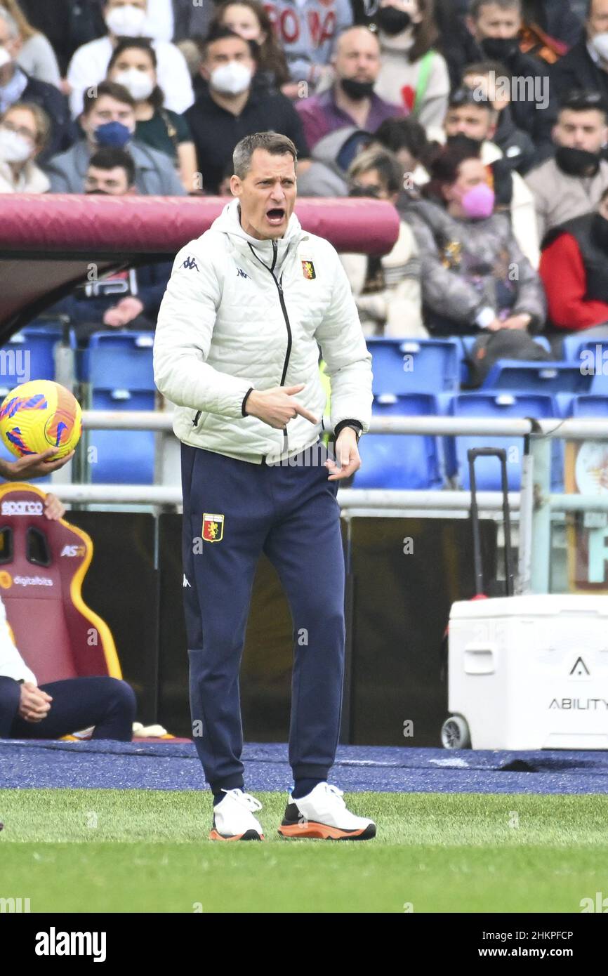 Rom, Italien. 05th. Februar 2022. Alexander Blessin von Genua CFC während der 24th Tag der Serie A Meisterschaft zwischen A.S. Roma gegen Genua CFC am 5th. Februar 2022 im Stadio Olimpico in Rom, Italien. Kredit: Unabhängige Fotoagentur/Alamy Live Nachrichten Stockfoto