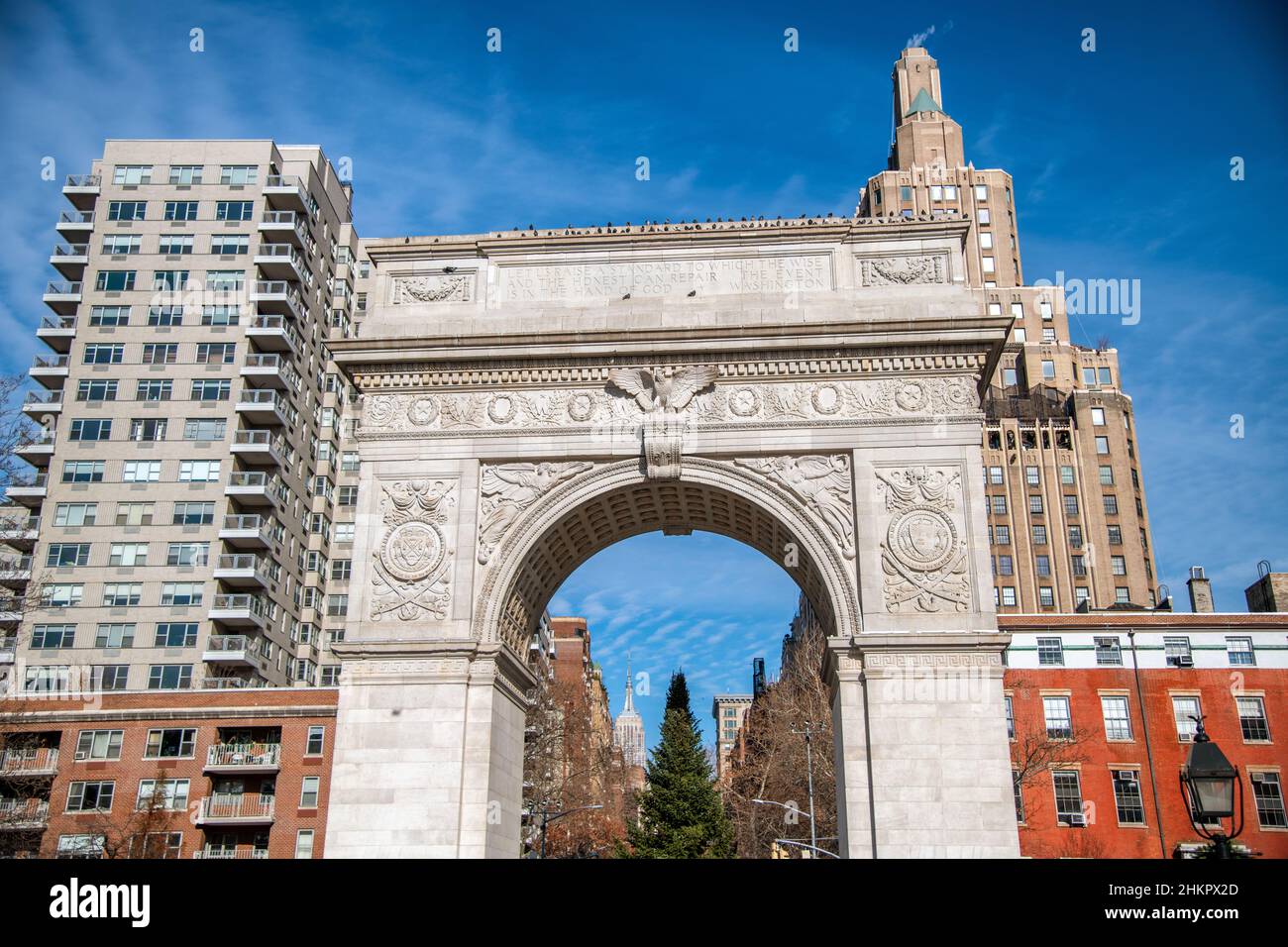 Der Bogen am Washington Square Park, Greenwich Village, Manhattan, New York City Stockfoto