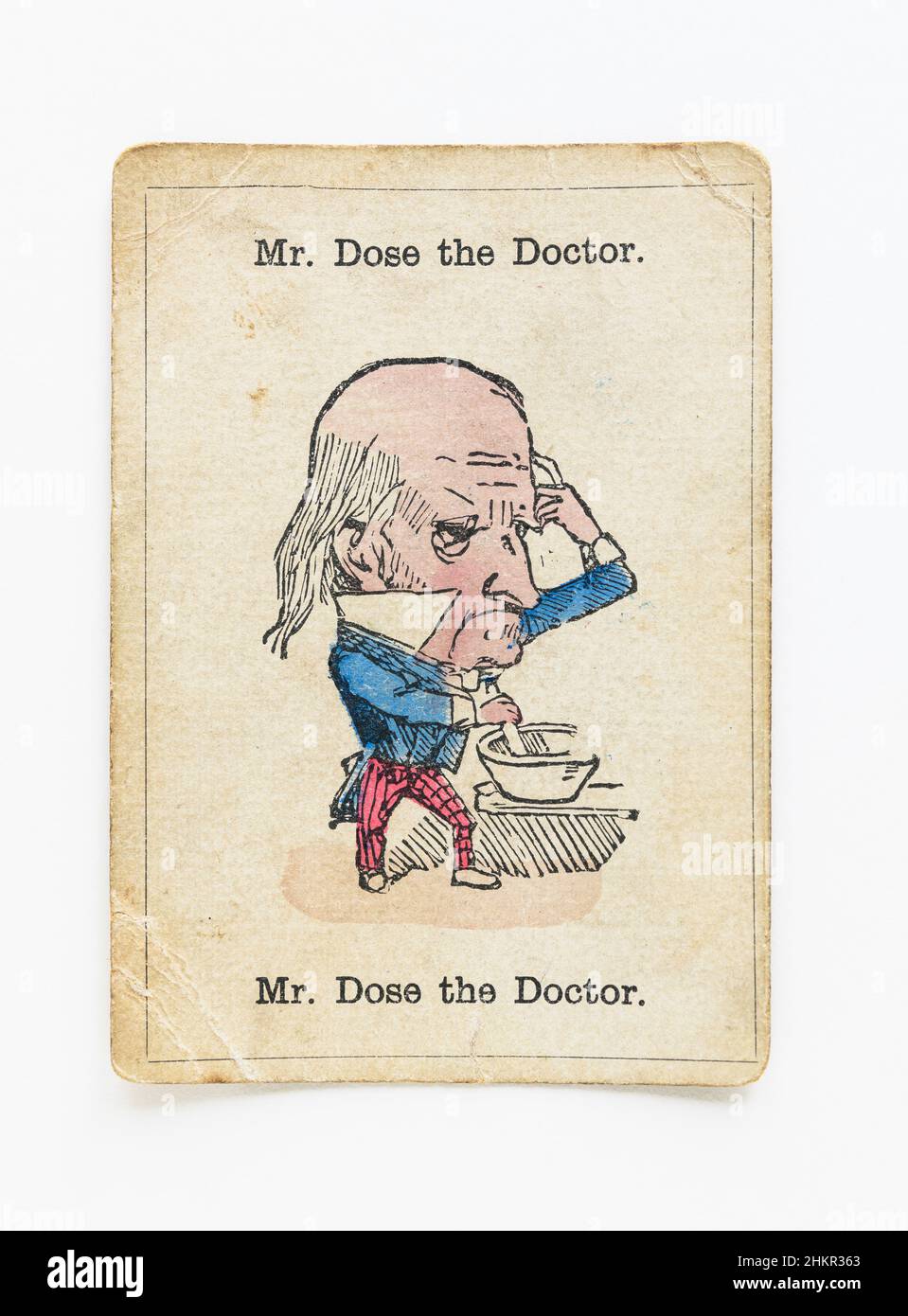 Vintage Happy Families Spielkarte mit Mr Dose the Doctor Stockfoto