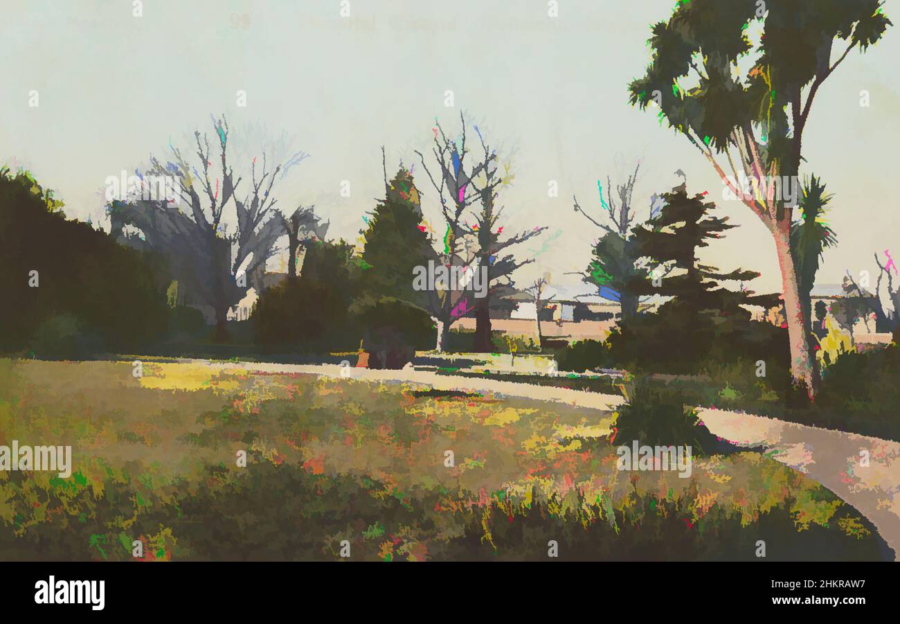 Art Inspired by Hospital Grounds, Christchurch, Muir & Moodie Studio, 1905, Christchurch, Klassisches Werk, modernisiert von Artotop mit einem Schuss Moderne. Formen, Farbe und Wert, auffällige visuelle Wirkung auf Kunst. Emotionen durch Freiheit von Kunstwerken auf zeitgemäße Weise. Eine zeitlose Botschaft, die eine wild kreative neue Richtung verfolgt. Künstler, die sich dem digitalen Medium zuwenden und die Artotop NFT erschaffen Stockfoto