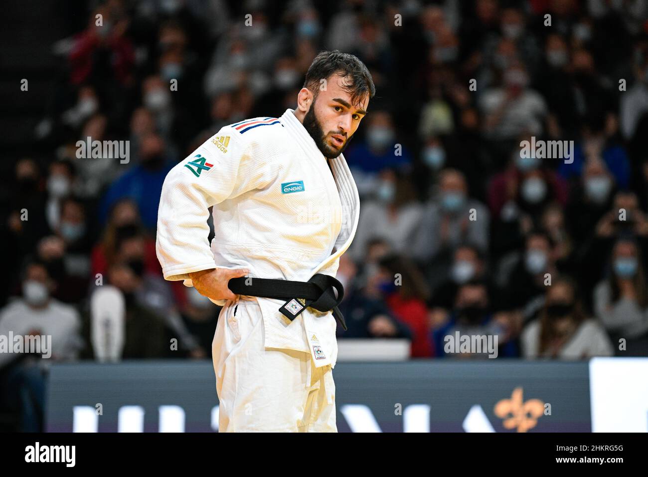 Luka Mkheidze aus Frankreich, der -60 kg schweren Herren, tritt am 5. Februar 2022 in der Accor Arena in Paris, Frankreich, während des Paris Grand Slam 2022, IJF World Judo Tour an Stockfoto