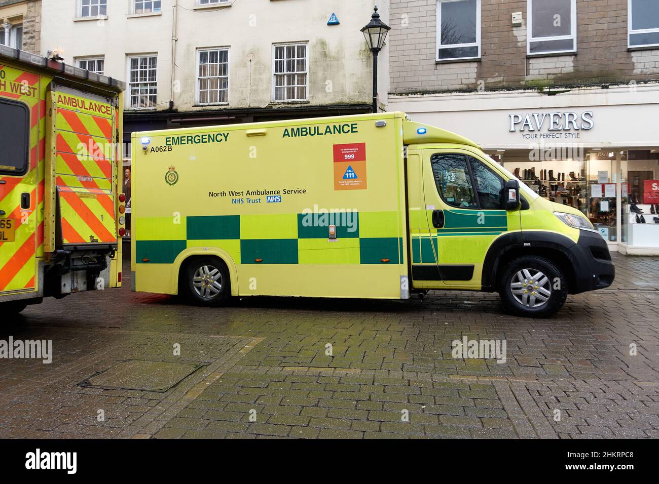 Krankenwagen am Ort eines Notfalls Stockfoto