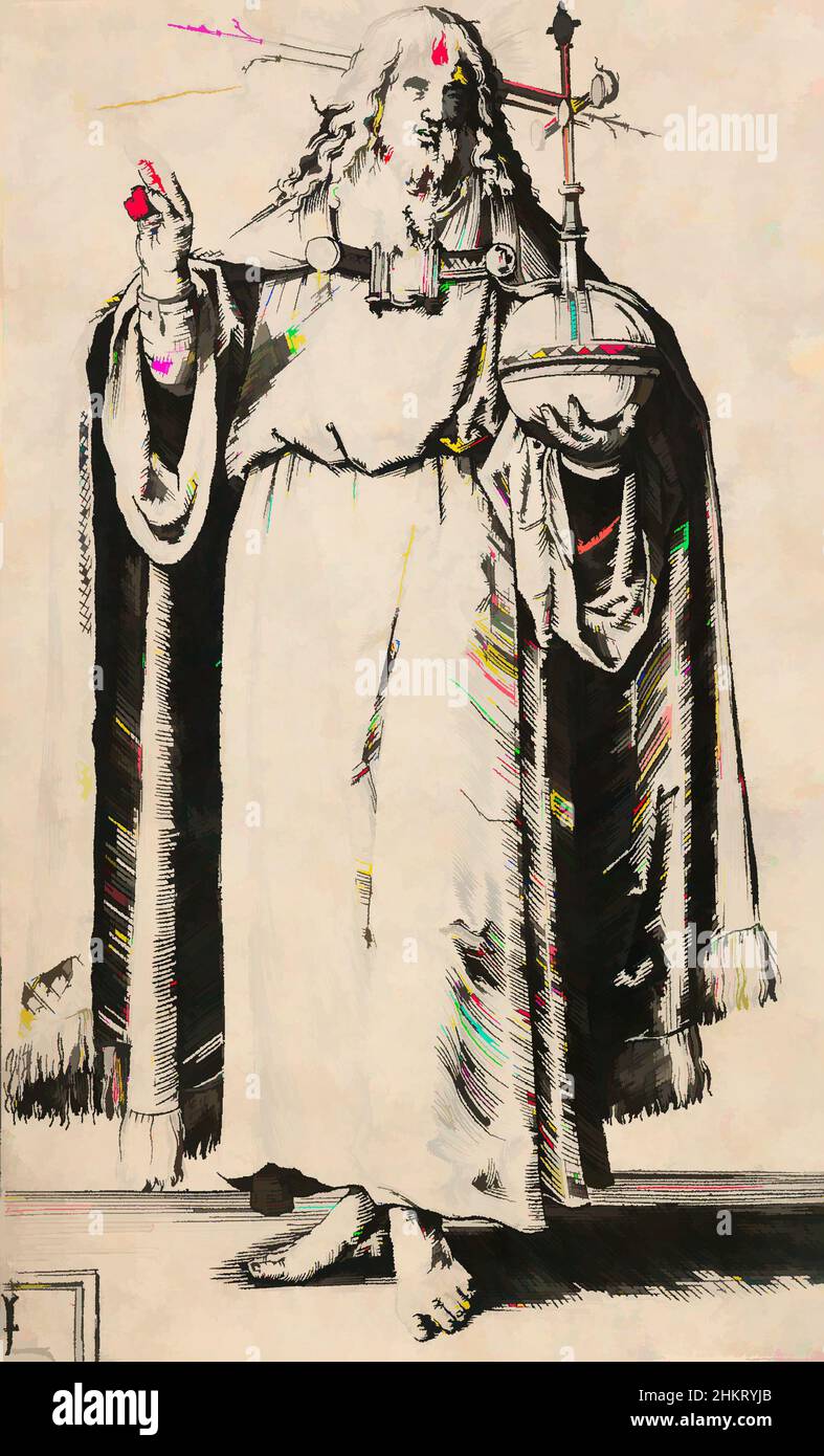 Von Christus inspirierte Kunst, aus der Serie: Christ, Paul and the Twelve Apostles, Lucas van Leyden, Künstler, um 1510, Niederlande, Gravur, geboren in Leiden, war Lucas van Leyden der erste niederländische Kupferstecher, der zu Lebzeiten große Anerkennung erbrachte. Er machte etwa 200 Drucke, Classic Works modernisiert von Artotop mit einem Schuss Moderne. Formen, Farbe und Wert, auffällige visuelle Wirkung auf Kunst. Emotionen durch Freiheit von Kunstwerken auf zeitgemäße Weise. Eine zeitlose Botschaft, die eine wild kreative neue Richtung verfolgt. Künstler, die sich dem digitalen Medium zuwenden und die Artotop NFT erschaffen Stockfoto