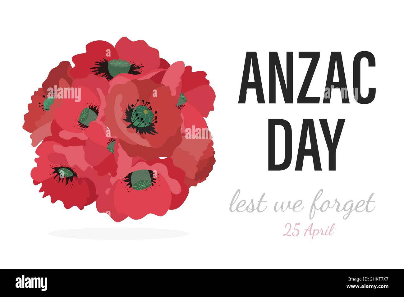 Anzac Tag. Memorial Day Australien. Mohnblumen in Form einer Kugel von Hand gezogen Stock Vektor