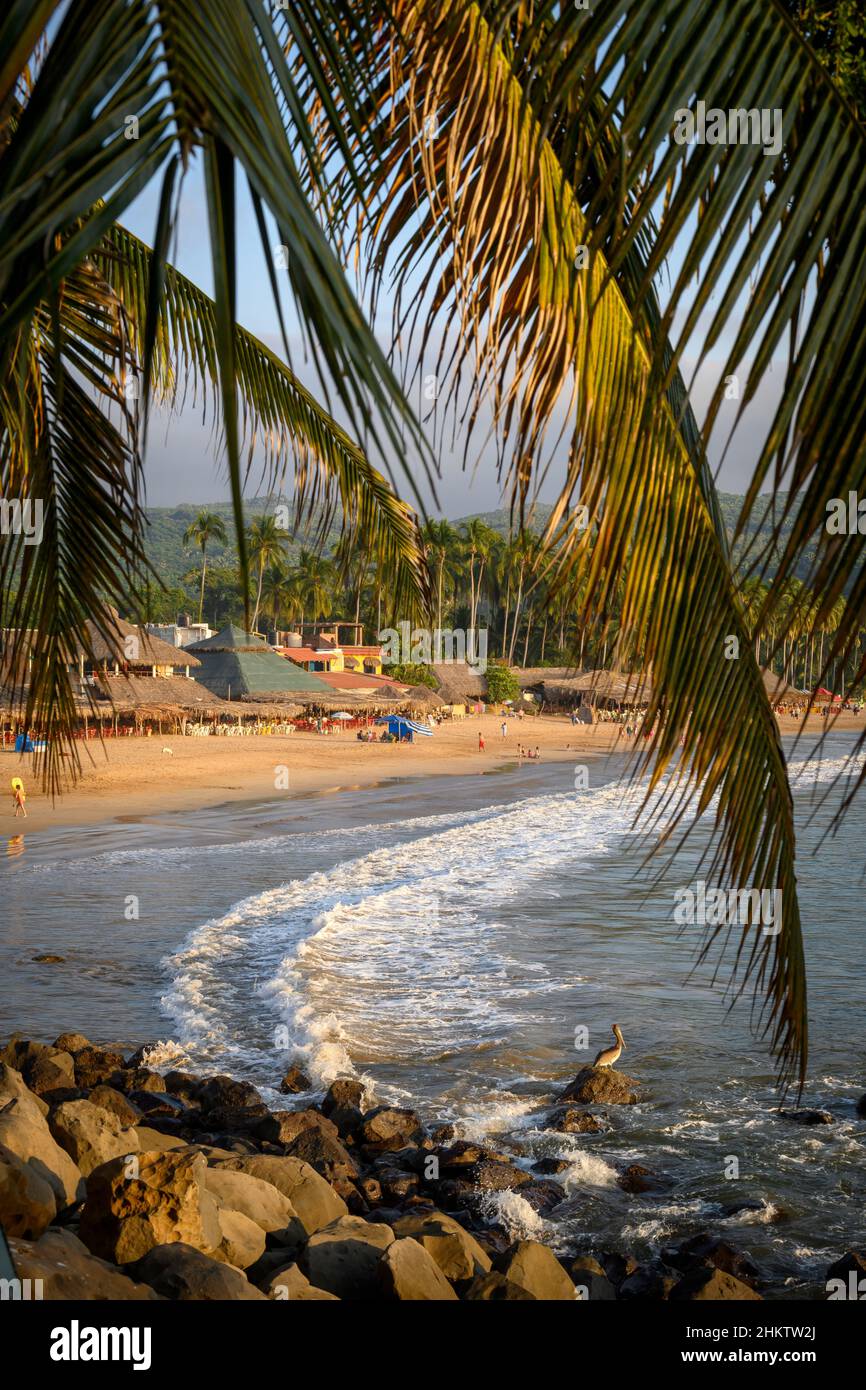 Der playa in der Stadt Chacala an der mexikanischen Riviera Nayarit. Stockfoto
