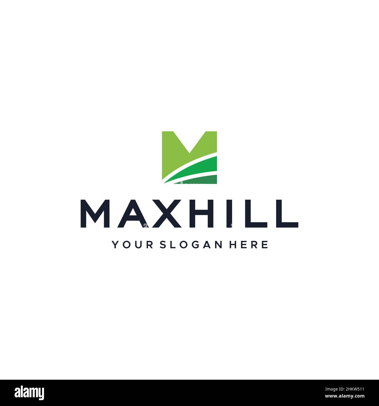 Flaches Buchstabenzeichen Initiales M MAXHILL-Logo Stock Vektor