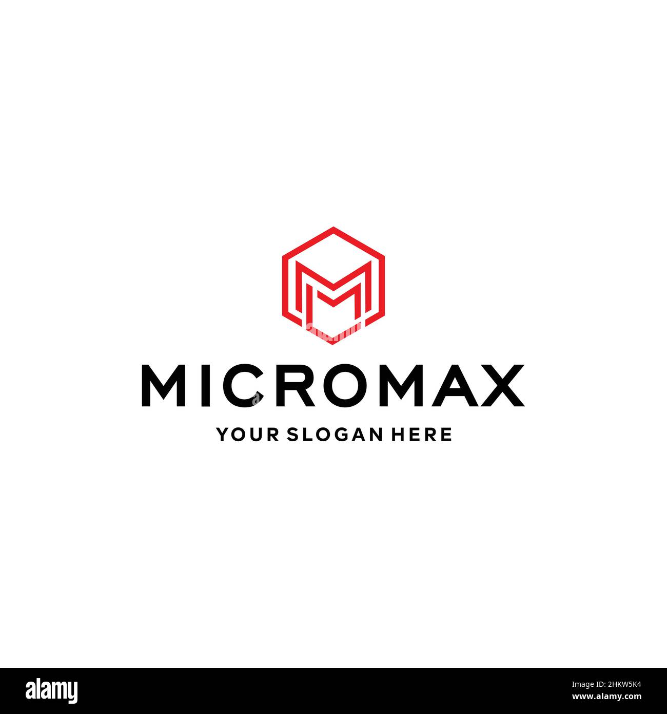 Flaches Buchstabenzeichen mit anfänglichem M MICROMAX-Logo Stock Vektor