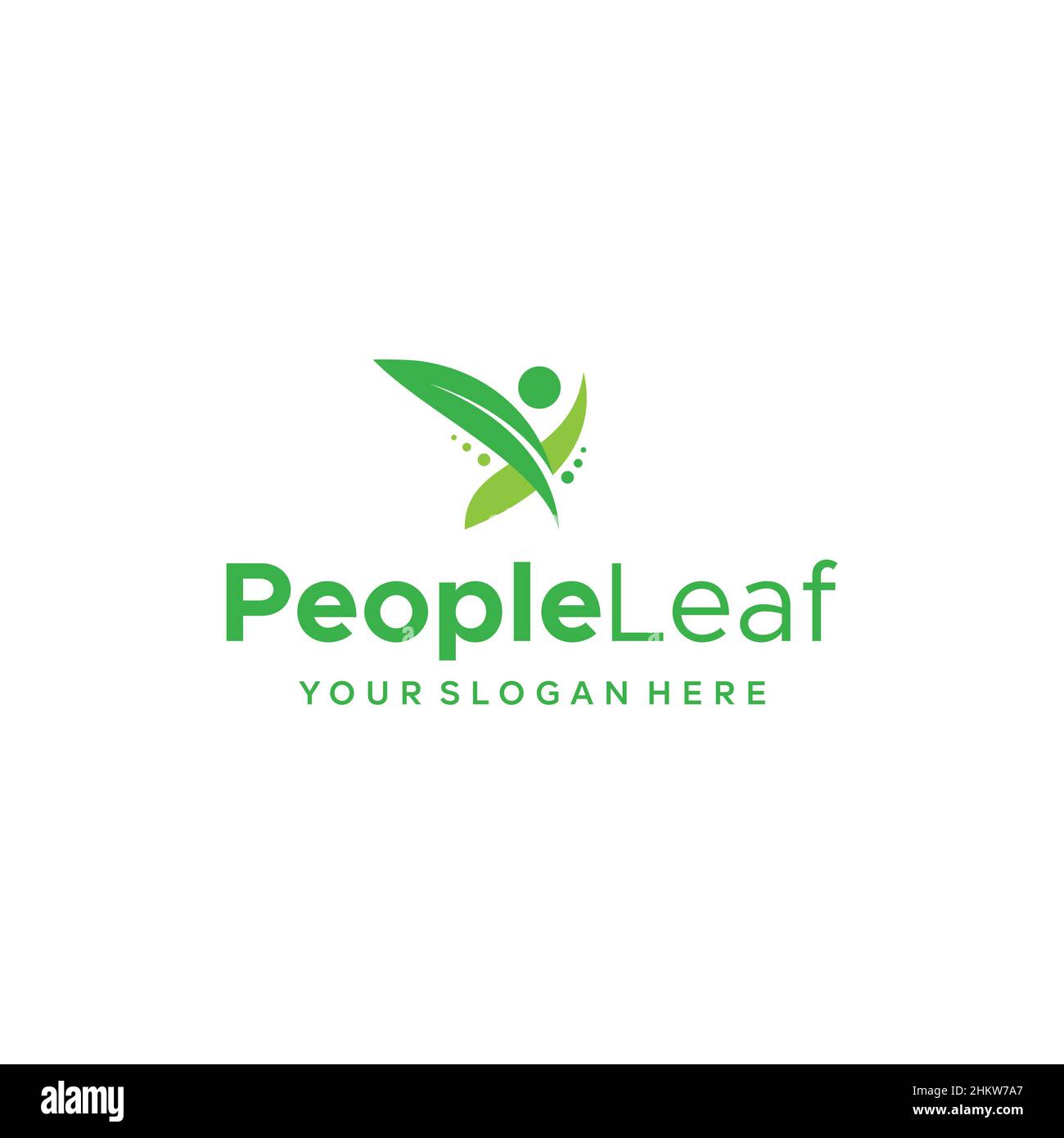 Minimalistisches PeopleLeaf hinterlässt ein menschliches Logo Stock Vektor