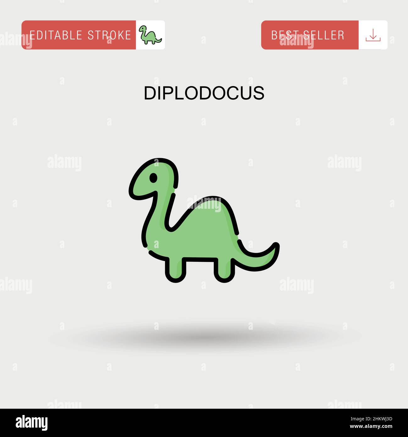 Diplodocus einfaches Vektorsymbol. Stock Vektor