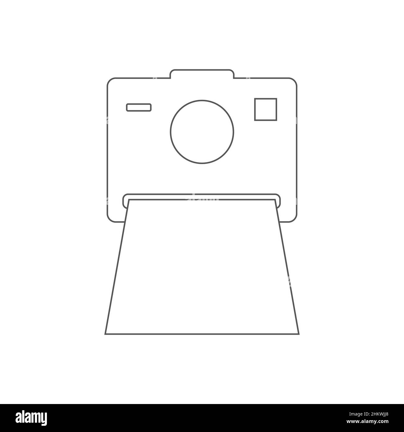 Vintage Fotokamera. Symbol für altes Snapshot-Gerät. Flache Abbildung isoliert auf weißem Hintergrund. Stockfoto
