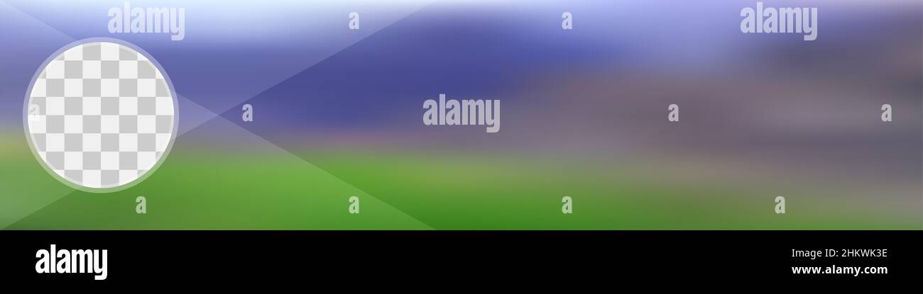 Breite Farbverlauf horizontal grün Natur Banner-Vorlage mit einem runden leeren Raum, um ein weiteres Bild einfügen. Illustration. Stockfoto