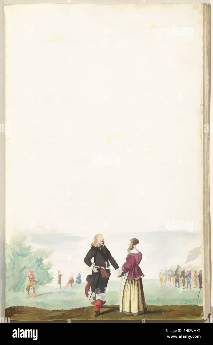 Kunst inspiriert von Offizier verabschiedet sich von einer Dame, Offizier verabschiedet sich von einer Dame zusätzlich zu einem Gedicht in Form einer militärischen Variante der normalerweise amourösen Klage, ohne ausgeführte Melodie. Das Gedicht nimmt die Form eines Abschiedsliedes in der alten Tradition des mittelalterlichen Abschieds an, klassische Werke, die von Artotop mit einem Schuss Moderne modernisiert wurden. Formen, Farbe und Wert, auffällige visuelle Wirkung auf Kunst. Emotionen durch Freiheit von Kunstwerken auf zeitgemäße Weise. Eine zeitlose Botschaft, die eine wild kreative neue Richtung verfolgt. Künstler, die sich dem digitalen Medium zuwenden und die Artotop NFT erschaffen Stockfoto
