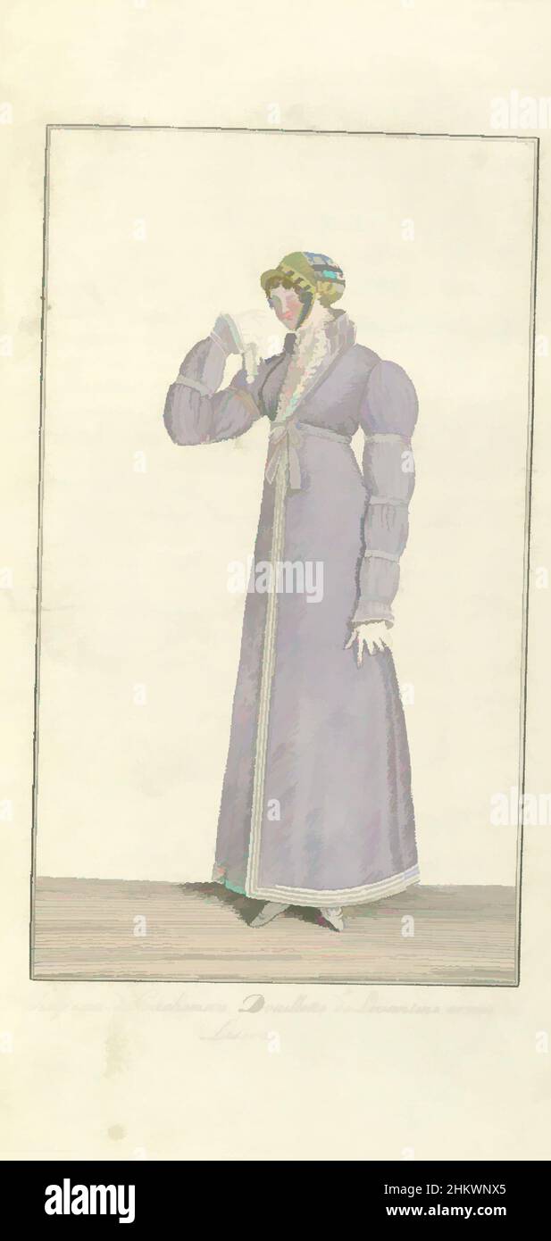 Kunst inspiriert von Elegantia, oder Zeitschrift für Mode, Luxus und Geschmack für Damen, November 1808, Nr. 61: Chapeau de Cachemire...., Laut dem Begleittext (S. 352): Hut aus Kaschmir. 'Douillette' von 'lévantine' mit Liserés. Die Ärmel 'à la Mameluk' und gebunden in (Mammut, Classic Works modernisiert von Artotop mit einem Spritzer der Moderne. Formen, Farbe und Wert, auffällige visuelle Wirkung auf Kunst. Emotionen durch Freiheit von Kunstwerken auf zeitgemäße Weise. Eine zeitlose Botschaft, die eine wild kreative neue Richtung verfolgt. Künstler, die sich dem digitalen Medium zuwenden und die Artotop NFT erschaffen Stockfoto