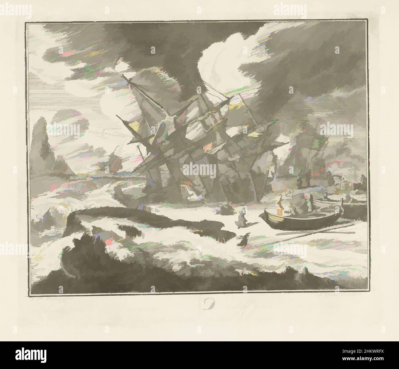 Kunst inspiriert von Schiff stirbt im Eis während eines Sturms, ca. 1725't Schip by Storm in 't Ys vergaan, das Schiff gehet im Sturm unter, das Schiff im Eis im Sturm weggeworfen, Whaling (Serientitel), das Schiff stirbt im Eis während eines Sturms, ca. 1725. Im Rahmen der Walfangserie modernisierte Classic Works von Artotop mit einem Schuss Moderne. Formen, Farbe und Wert, auffällige visuelle Wirkung auf Kunst. Emotionen durch Freiheit von Kunstwerken auf zeitgemäße Weise. Eine zeitlose Botschaft, die eine wild kreative neue Richtung verfolgt. Künstler, die sich dem digitalen Medium zuwenden und die Artotop NFT erschaffen Stockfoto