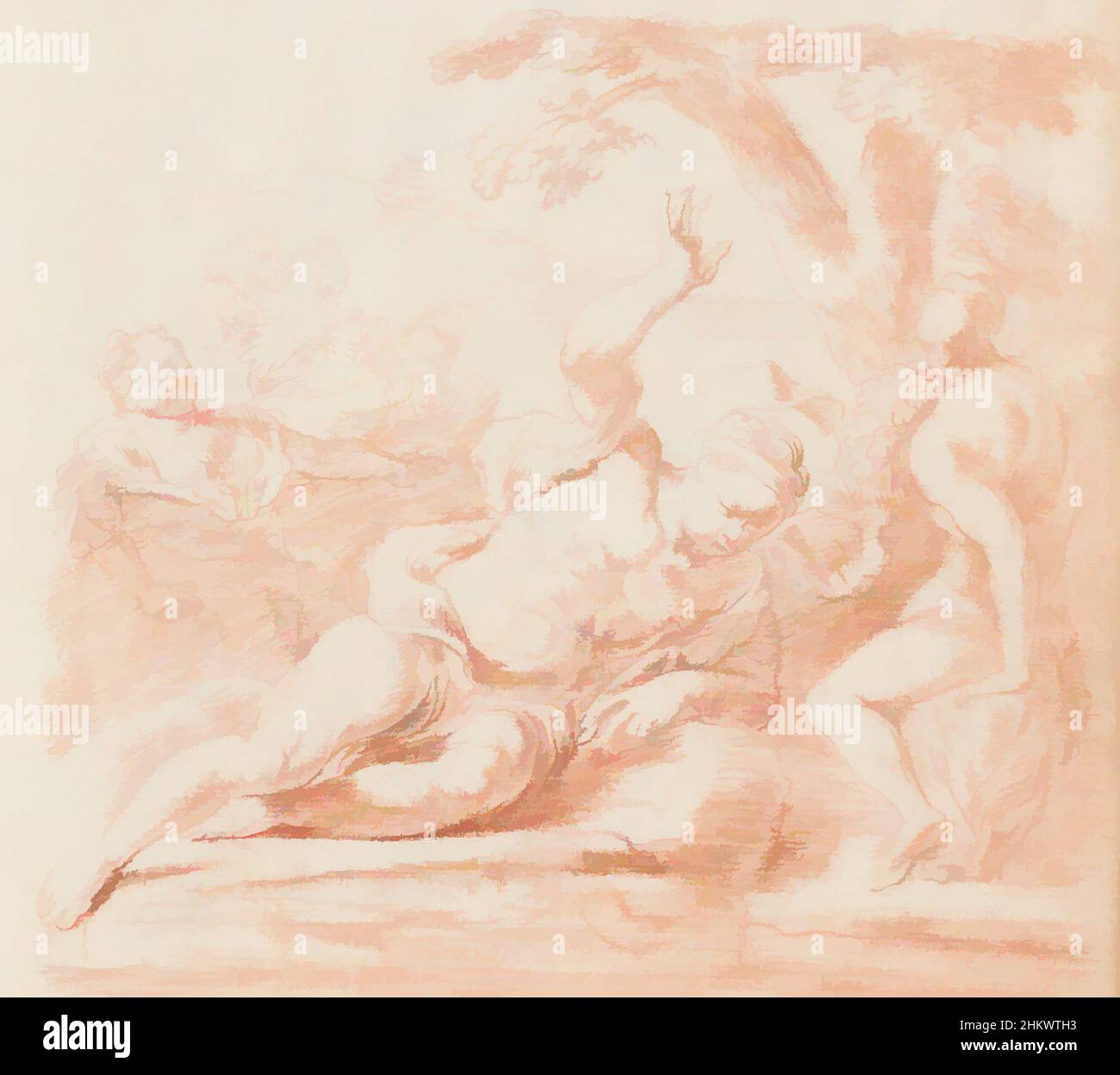 Kunst inspiriert von Narcissus und Echo liegt Narcissus auf einer Bank und betrachtet seine Reflexion im Wasser. Im Hintergrund die Nymphe Echo und ein Passant. Blatt 38 Rekto aus einem Skizzenbuch mit 63 Blättern, Klassisches Werk, das von Artotop mit einem Schuss Moderne modernisiert wurde. Formen, Farbe und Wert, auffällige visuelle Wirkung auf Kunst. Emotionen durch Freiheit von Kunstwerken auf zeitgemäße Weise. Eine zeitlose Botschaft, die eine wild kreative neue Richtung verfolgt. Künstler, die sich dem digitalen Medium zuwenden und die Artotop NFT erschaffen Stockfoto