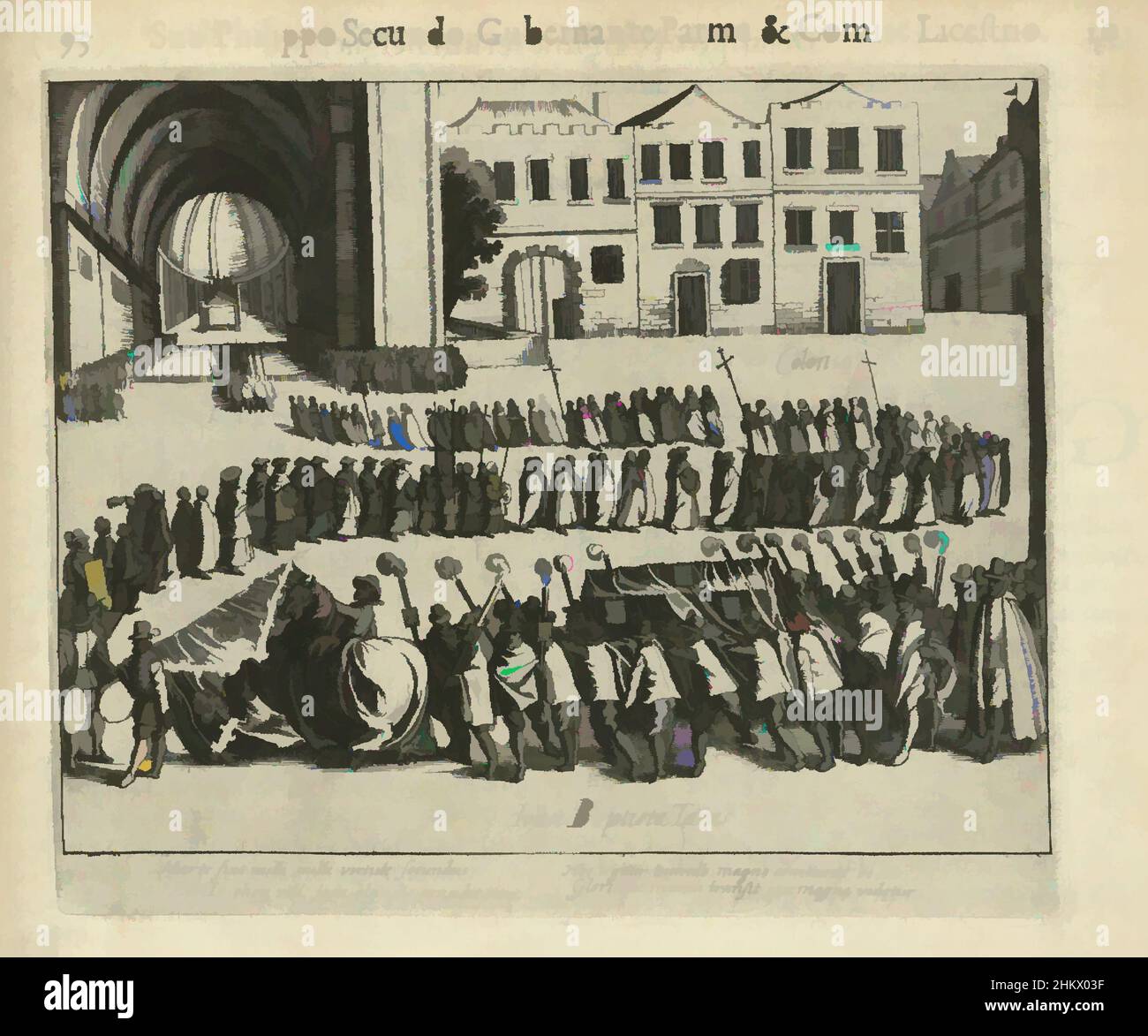 Kunst inspiriert durch die Beerdigung von Johann Baptista von Tassis in Köln, 1588, die Beerdigung von Johann Baptista von Tassis, getötet bei der Belagerung von Bonn, in Köln, 26. April 1588. Episode aus dem Kölner Krieg. Mit 4-zeiliger lateinischer Beschriftung. Nummeriert 195. Gedruckt auf der Rückseite mit lateinischem Text., Print, Klassische Werke, die von Artotop mit einem Schuss Moderne modernisiert wurden. Formen, Farbe und Wert, auffällige visuelle Wirkung auf Kunst. Emotionen durch Freiheit von Kunstwerken auf zeitgemäße Weise. Eine zeitlose Botschaft, die eine wild kreative neue Richtung verfolgt. Künstler, die sich dem digitalen Medium zuwenden und die Artotop NFT erschaffen Stockfoto