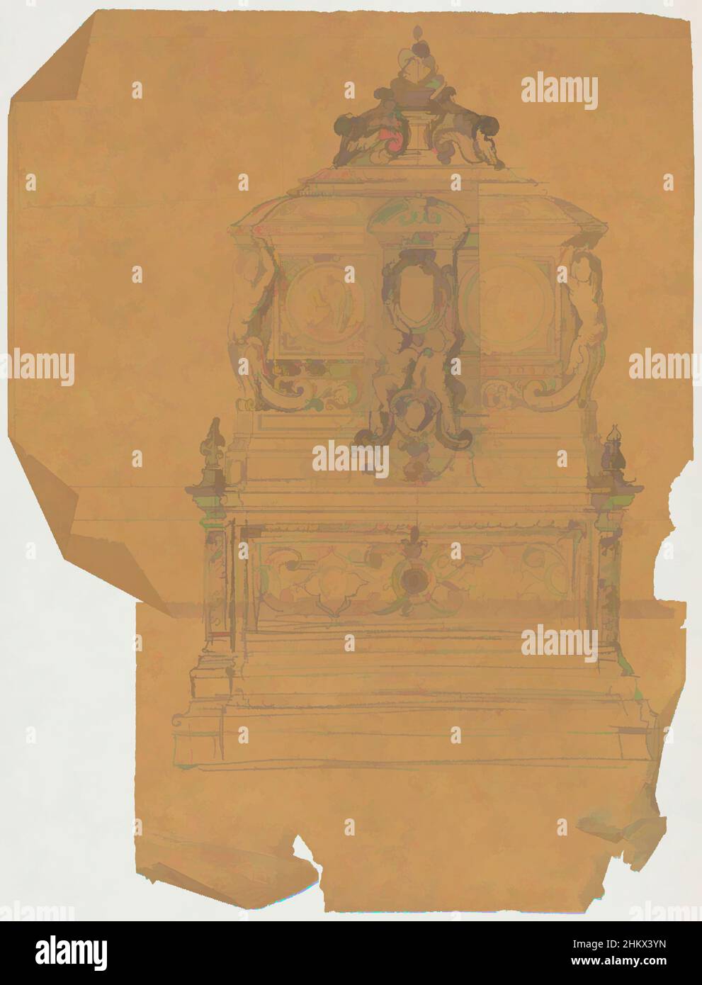 Kunst inspiriert von Cabinet, Zeichnerin: Firma Feuchère, Paris, c. 1830 - c. 1850, Pauspapier, Graphit (mineralisch), Höhe 293 mm × Breite 395 mm, Classic Works modernisiert von Artotop mit einem Schuss Moderne. Formen, Farbe und Wert, auffällige visuelle Wirkung auf Kunst. Emotionen durch Freiheit von Kunstwerken auf zeitgemäße Weise. Eine zeitlose Botschaft, die eine wild kreative neue Richtung verfolgt. Künstler, die sich dem digitalen Medium zuwenden und die Artotop NFT erschaffen Stockfoto