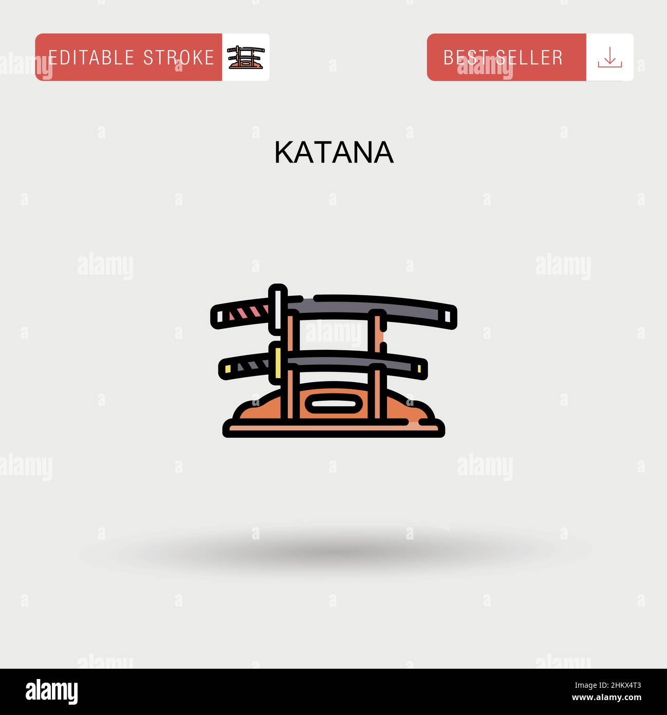 Katana einfaches Vektorsymbol. Stock Vektor