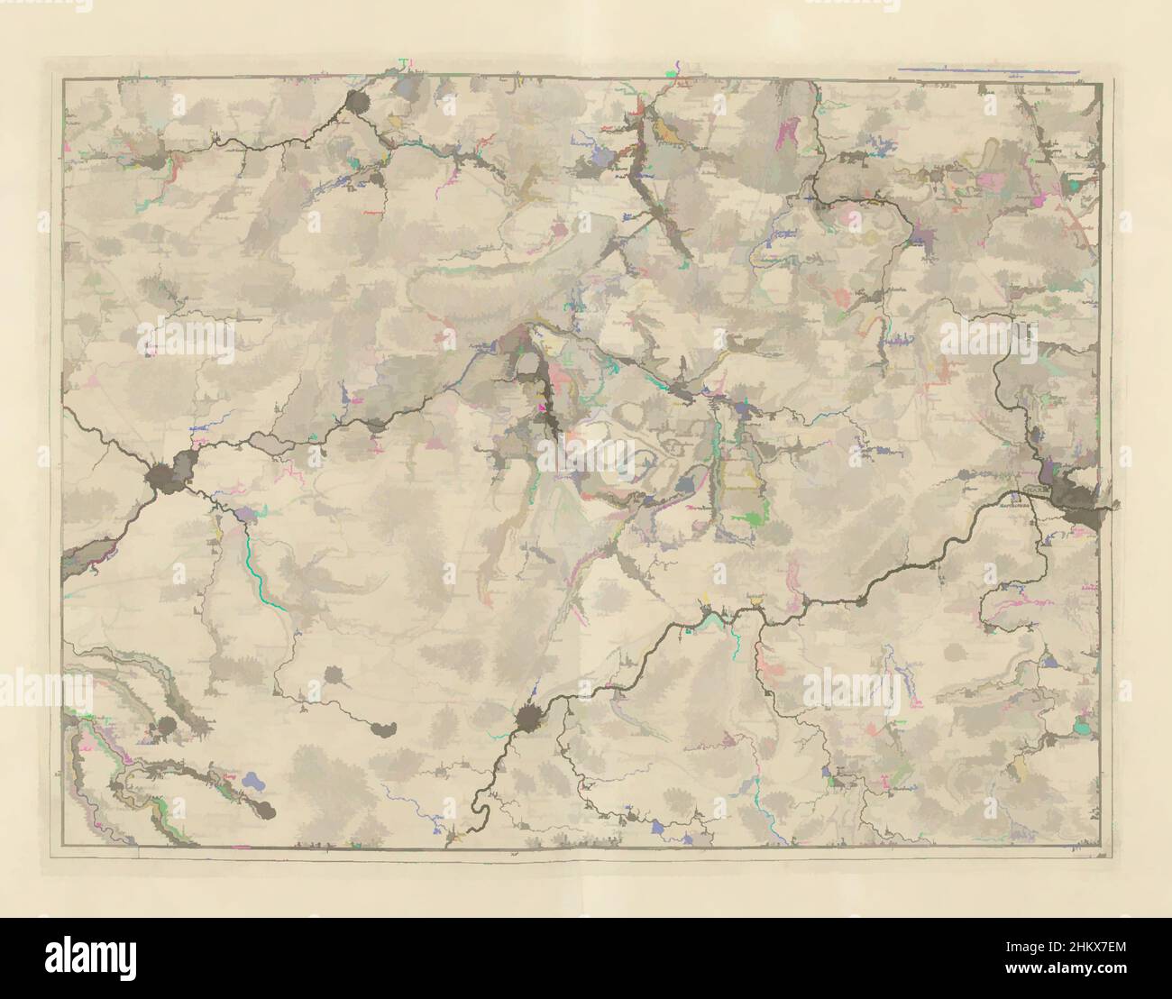 Kunst inspiriert von Karte des Hennegaus und Nordfrankreichs, 1706, Carte particulier des Environs de Mons, d'Ath, de Charleroy, de Maubeuge, du Quesnoy, De Condé, et autres, Karte von Hennegau und Nordfrankreich mit den Städten Mons, Ath, Charleroi, Maubeuge, le Quesnoy und Condé, 1706. Teil von, Classic Works modernisiert von Artotop mit einem Schuss Moderne. Formen, Farbe und Wert, auffällige visuelle Wirkung auf Kunst. Emotionen durch Freiheit von Kunstwerken auf zeitgemäße Weise. Eine zeitlose Botschaft, die eine wild kreative neue Richtung verfolgt. Künstler, die sich dem digitalen Medium zuwenden und die Artotop NFT erschaffen Stockfoto