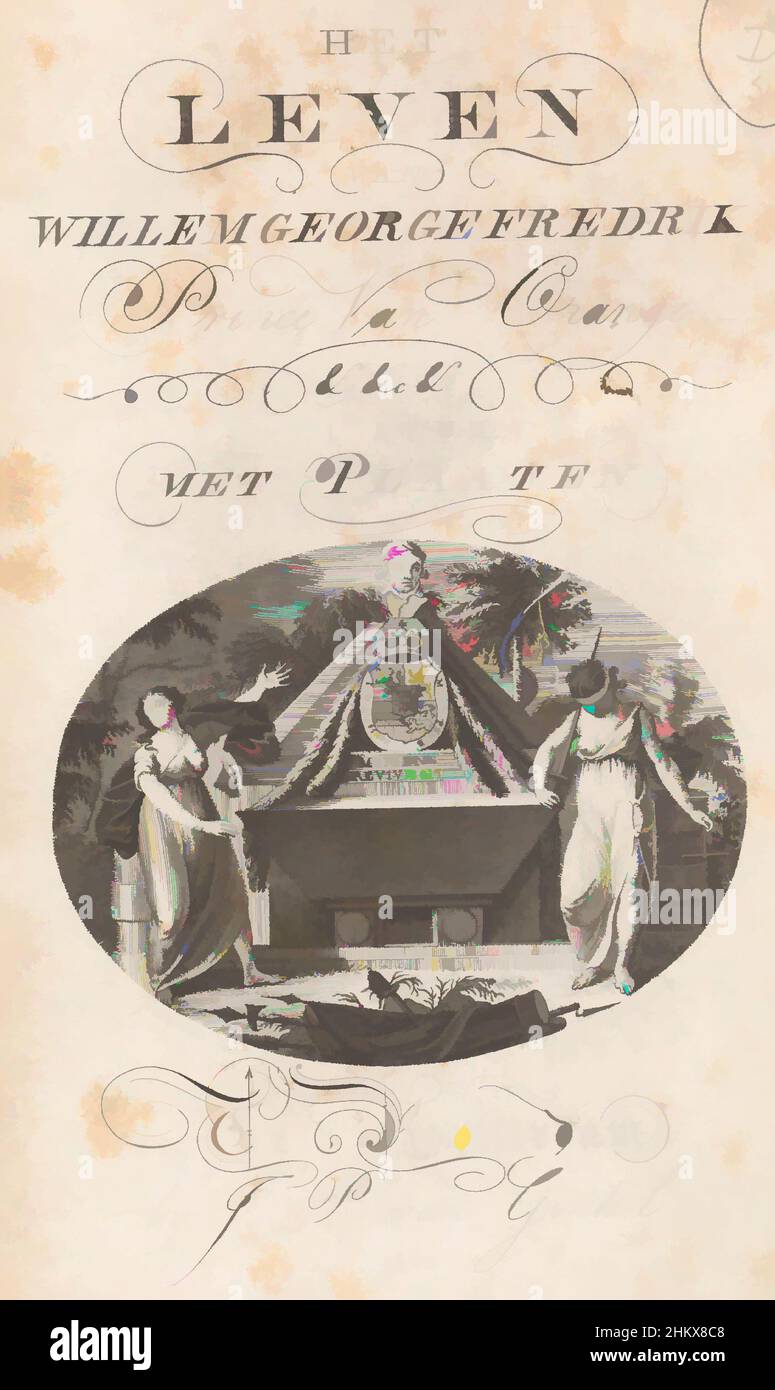 Art inspired by Titelseite zu: The Life of William George Fredrik, Band I (1802), eingravierte Titelseite mit Titel und allegorischer Vignette mit Grab des Prinzen Friedrich. Illustration im vierbändigen Leben von William George Fredrik (1802-1803)., Druckerei: Daniël Vrijdag, Klassisches Werk, das von Artotop mit einem Schuss Moderne modernisiert wurde. Formen, Farbe und Wert, auffällige visuelle Wirkung auf Kunst. Emotionen durch Freiheit von Kunstwerken auf zeitgemäße Weise. Eine zeitlose Botschaft, die eine wild kreative neue Richtung verfolgt. Künstler, die sich dem digitalen Medium zuwenden und die Artotop NFT erschaffen Stockfoto