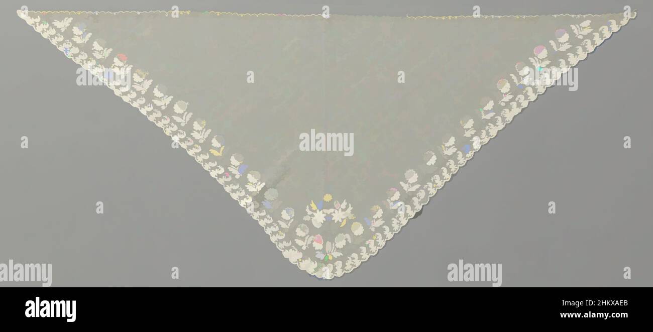 Kunst inspiriert von Fichu aus maschineller Spitze mit Tamburin und Nadelspitze dekorativen Füllungen, Fichu aus naturfarbener Maschinenspitze: Maschinelles Tamburin auf Maschinentüll. Dreieckige Form mit spitzen Seitenpunkten und am unteren Rand eine abgerundete Spitze. Die lange Seite zwischen den beiden spitzen, von Artotop modernisierten Classic Works mit einem Schuss Modernität. Formen, Farbe und Wert, auffällige visuelle Wirkung auf Kunst. Emotionen durch Freiheit von Kunstwerken auf zeitgemäße Weise. Eine zeitlose Botschaft, die eine wild kreative neue Richtung verfolgt. Künstler, die sich dem digitalen Medium zuwenden und die Artotop NFT erschaffen Stockfoto