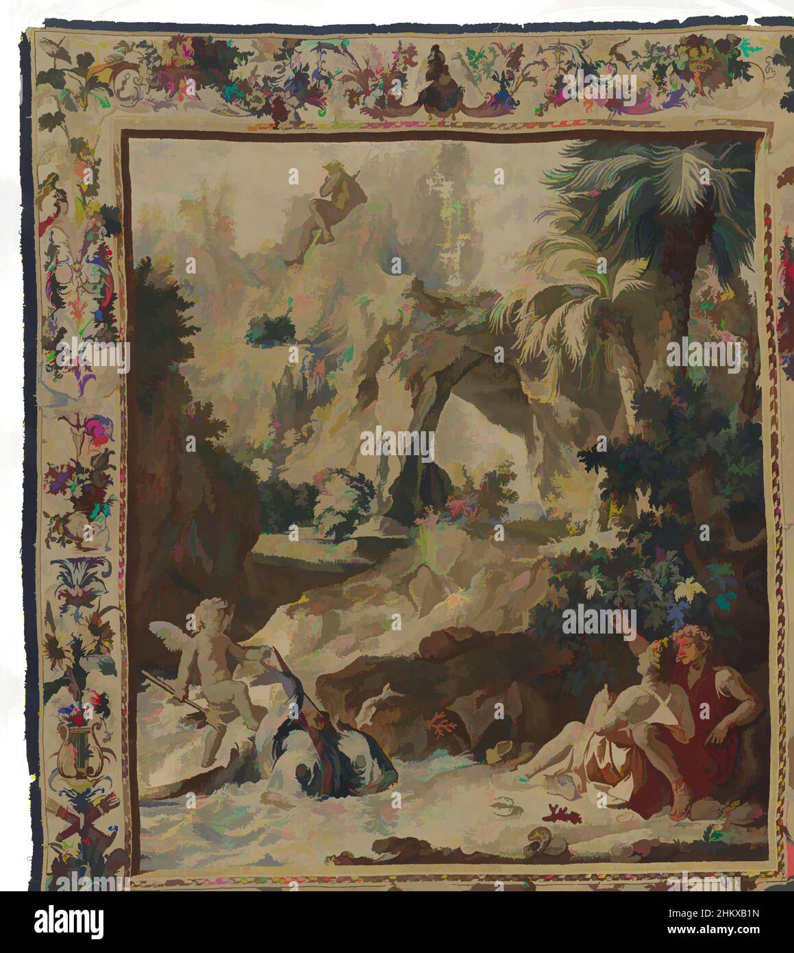 Kunst inspiriert von Acis und Galatea Hören des Liedes von Polyphemus, Acis und Galatea Hören des Liedes von Polyphemus, die Metamorphosen von Ovid (Serientitel), Wandteppiche Darstellung von Acis und Galatea Hören des Liedes von Polyphemus (Ovid, Metamorphosen, Buch XIII), aus einer Reihe von Klassische Werke, die von Artotop mit einem Hauch von Moderne modernisiert wurden. Formen, Farbe und Wert, auffällige visuelle Wirkung auf Kunst. Emotionen durch Freiheit von Kunstwerken auf zeitgemäße Weise. Eine zeitlose Botschaft, die eine wild kreative neue Richtung verfolgt. Künstler, die sich dem digitalen Medium zuwenden und die Artotop NFT erschaffen Stockfoto