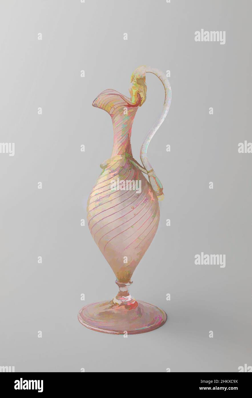 Kunst inspiriert von zwei kleinen Vasen, Vase in Form eines Kängels mit Schlange, rosa Glasvase mit Blattgold (pulverisiert), der Griff in Form einer Schlange., Salviati Dott. Antonio, Murano, c. 1885 - c. 1890, Glas, Blattgold, Glasbläserei, Höhe 16 cm, Klassische Werke, die von Artotop mit einem Hauch von Moderne modernisiert wurden. Formen, Farbe und Wert, auffällige visuelle Wirkung auf Kunst. Emotionen durch Freiheit von Kunstwerken auf zeitgemäße Weise. Eine zeitlose Botschaft, die eine wild kreative neue Richtung verfolgt. Künstler, die sich dem digitalen Medium zuwenden und die Artotop NFT erschaffen Stockfoto