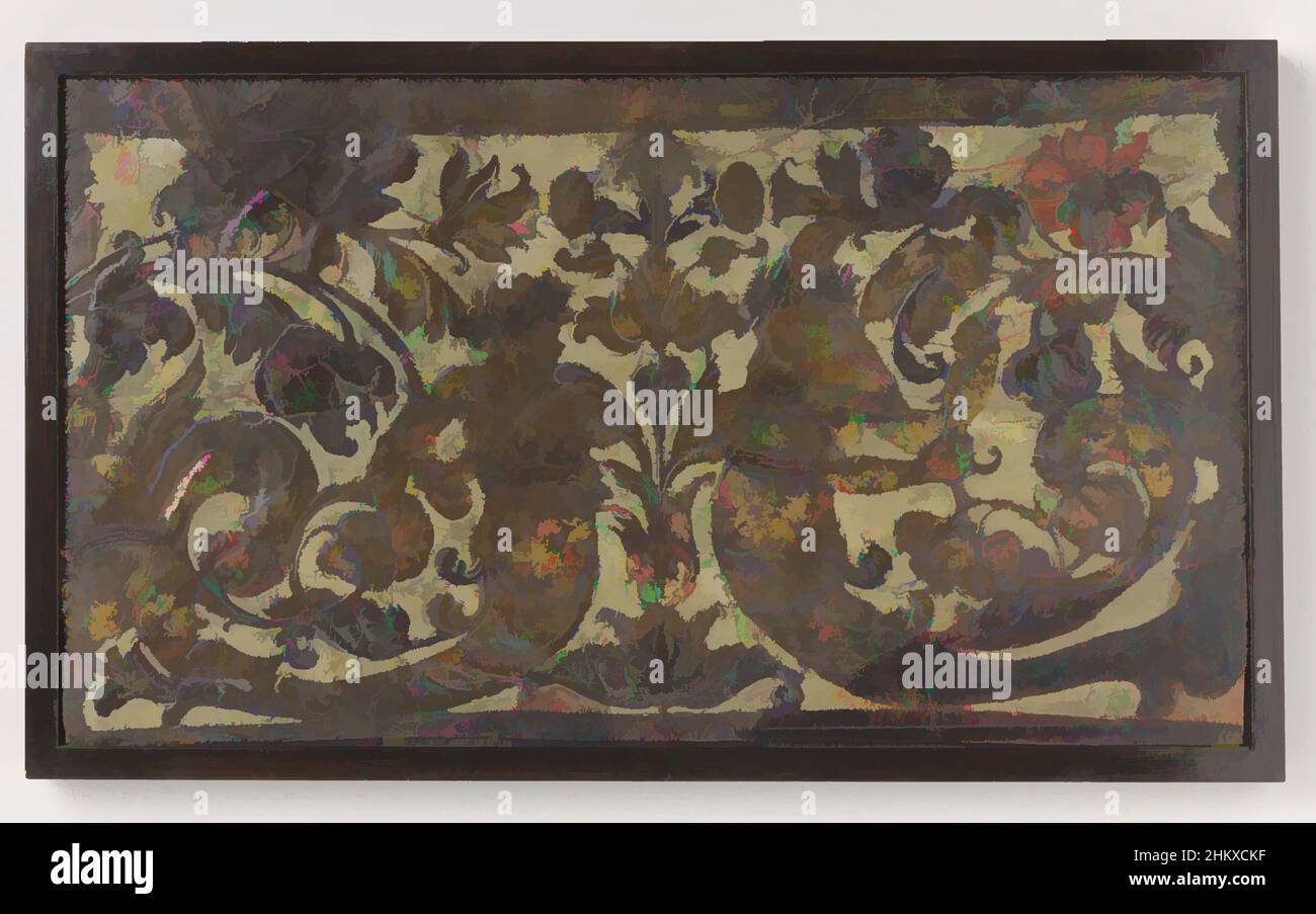 Kunst inspiriert von Board aus Hochgoldleder, verziert mit zwei gegenüberliegende Meeresbewohner, Blumen- und Blattreben in einer symmetrischen Konstruktion, Board aus Hochgoldleder, verziert mit zwei gegenüberliegende Meeresbewohner, Blumen- und Blattreben in einer symmetrischen Konstruktion. Oben und unten (, Classic Works modernisiert von Artotop mit einem Schuss Moderne. Formen, Farbe und Wert, auffällige visuelle Wirkung auf Kunst. Emotionen durch Freiheit von Kunstwerken auf zeitgemäße Weise. Eine zeitlose Botschaft, die eine wild kreative neue Richtung verfolgt. Künstler, die sich dem digitalen Medium zuwenden und die Artotop NFT erschaffen Stockfoto