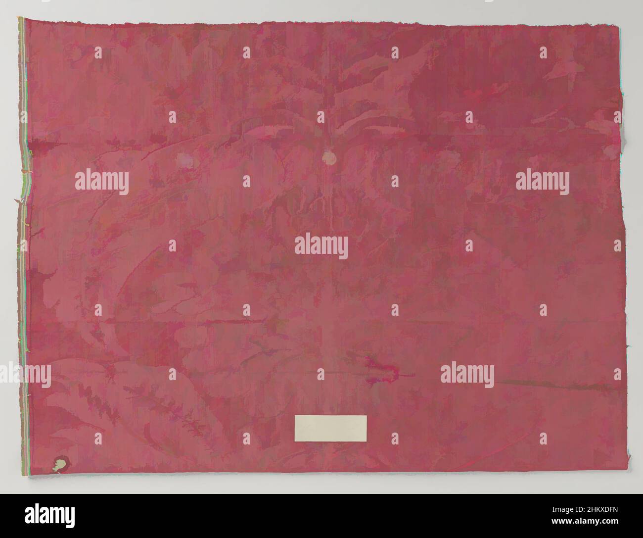 Kunst inspiriert von Fragment von rotem Seidendamast mit Muster von stilisierten Blumen mit vasenförmigen Eierstöcken und Blütenblättern, die von gebogenen Blättern und Girlanden umgeben sind, Fragment von rotem Seidendamast mit Muster von stilisierten Blumen mit vasenförmigen Eierstöcken und Blütenblättern, die von gebogenen Blättern und Girlanden umgeben sind, Klassische Werke, die von Artotop mit einem Hauch von Moderne modernisiert wurden. Formen, Farbe und Wert, auffällige visuelle Wirkung auf Kunst. Emotionen durch Freiheit von Kunstwerken auf zeitgemäße Weise. Eine zeitlose Botschaft, die eine wild kreative neue Richtung verfolgt. Künstler, die sich dem digitalen Medium zuwenden und die Artotop NFT erschaffen Stockfoto