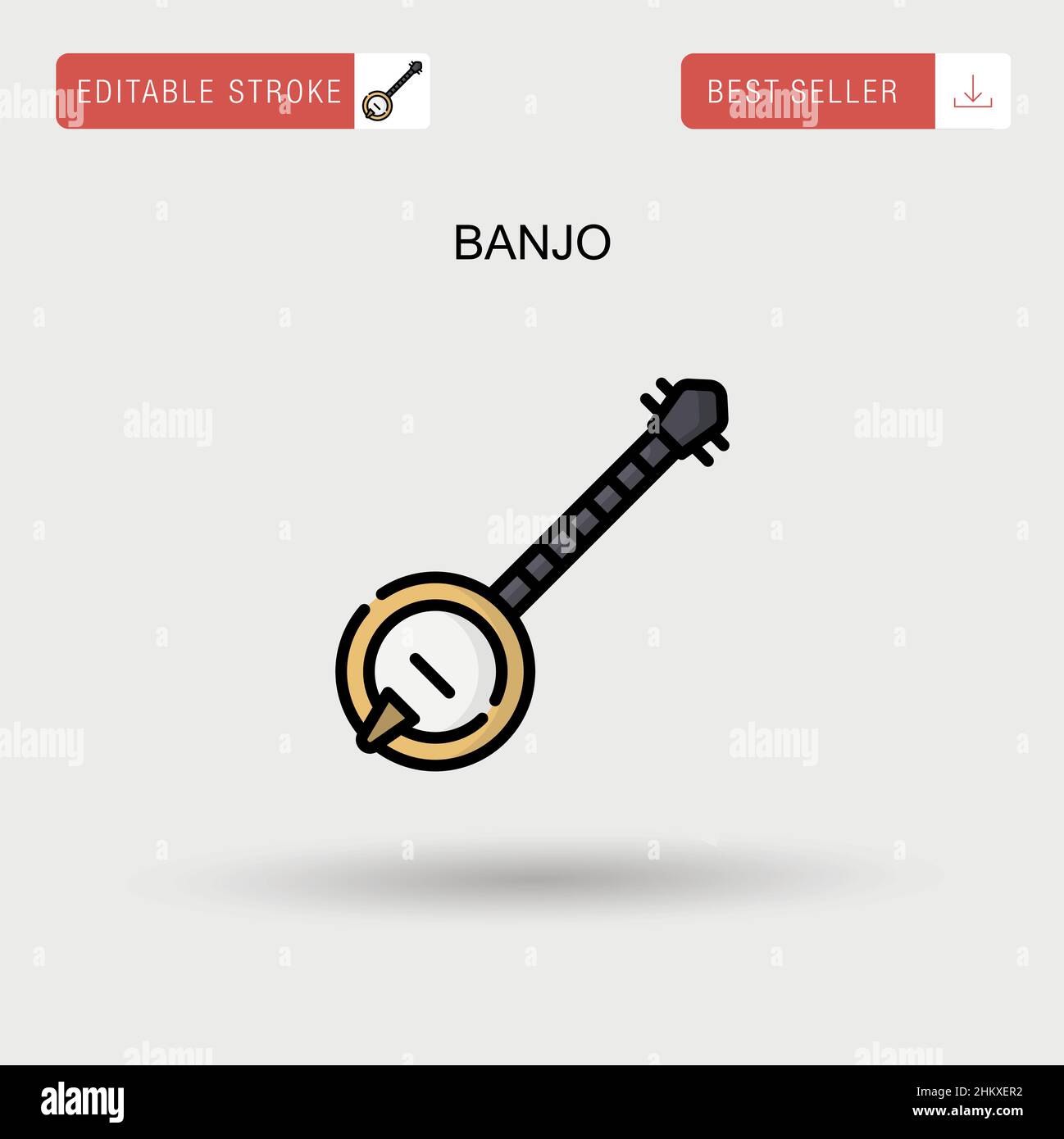 Einfaches Banjo-Vektor-Symbol. Stock Vektor