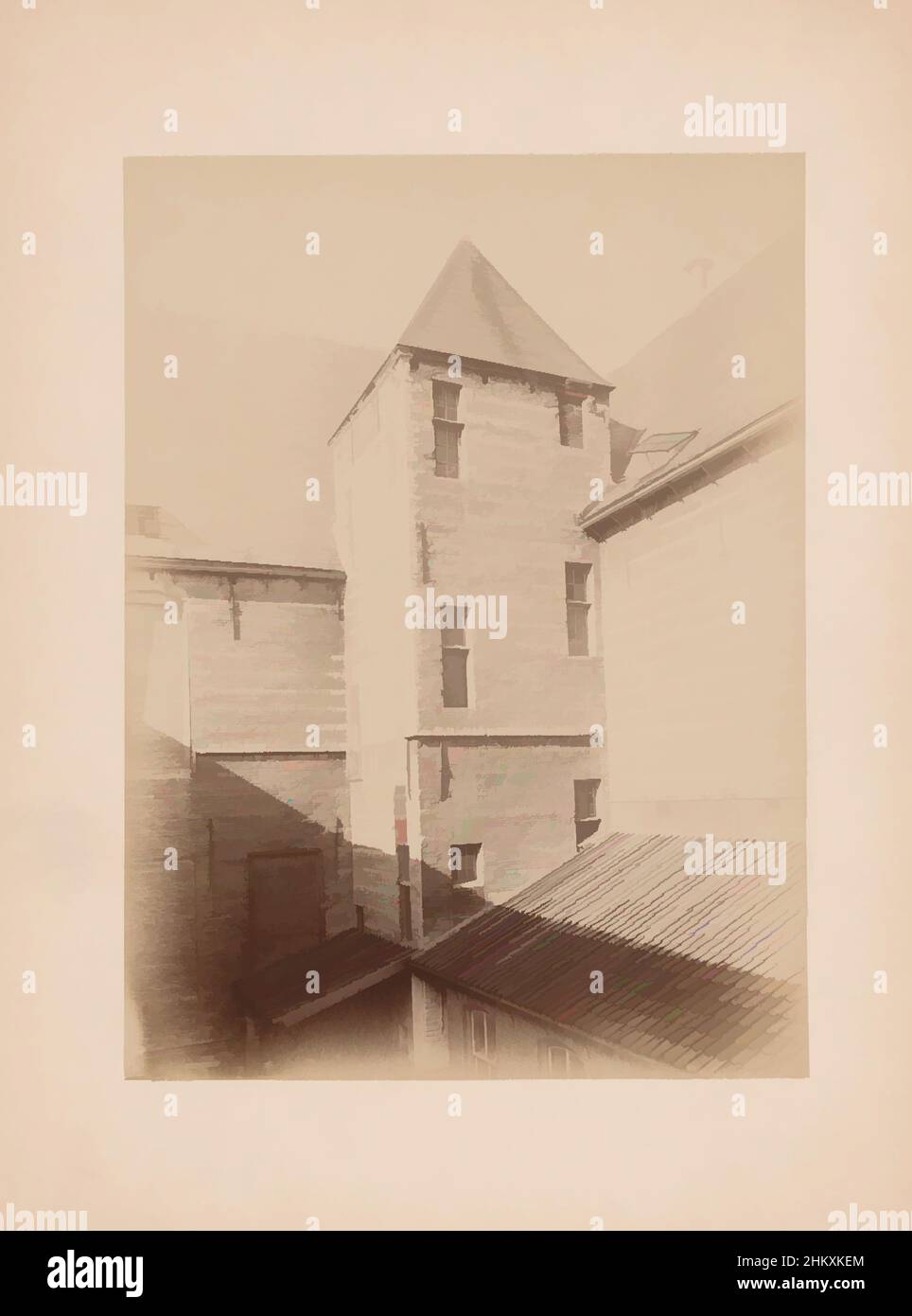 Vom Turm inspirierte Kunst im Hof des Markiezenhofs in Bergen op Zoom, anoniem (zugeschrieben), Markiezenhof, 1890, fotografische Unterstützung, Karton, Albumen Print, Höhe 231 mm × Breite 171 mm, Classic Works modernisiert von Artotop mit einem Schuss Moderne. Formen, Farbe und Wert, auffällige visuelle Wirkung auf Kunst. Emotionen durch Freiheit von Kunstwerken auf zeitgemäße Weise. Eine zeitlose Botschaft, die eine wild kreative neue Richtung verfolgt. Künstler, die sich dem digitalen Medium zuwenden und die Artotop NFT erschaffen Stockfoto