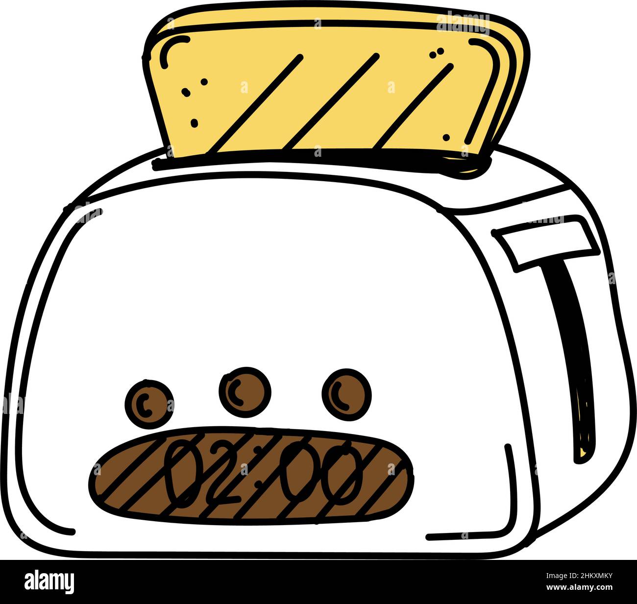 Toaster, handgezeichnete Doodle-Elemente. Frühstück. Guten Morgen. Gesunde Ernährung. Warmes Brot. Toast. Ein einfacher Doodle-Style-Vektor. Stock Vektor