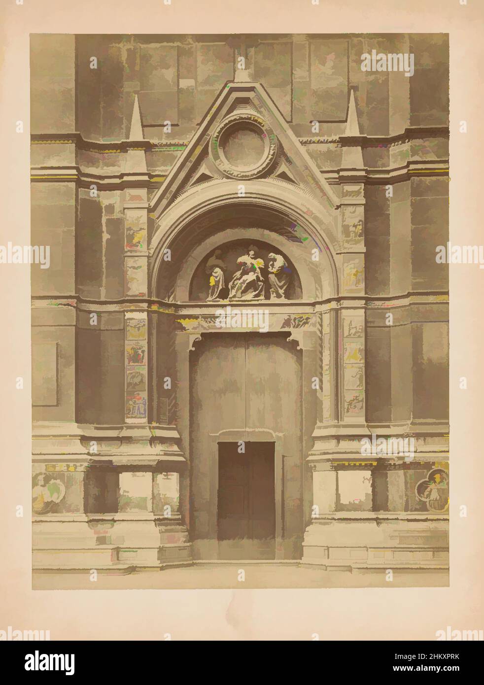 Kunst inspiriert von der rechten Tür der St. Petronius Basilika in Bologna, Bologna., Bologna, c. 1875 - c. 1900, Karton, Albumendruck, Höhe 257 mm × Breite 193 mm, Classic Works modernisiert von Artotop mit einem Schuss Moderne. Formen, Farbe und Wert, auffällige visuelle Wirkung auf Kunst. Emotionen durch Freiheit von Kunstwerken auf zeitgemäße Weise. Eine zeitlose Botschaft, die eine wild kreative neue Richtung verfolgt. Künstler, die sich dem digitalen Medium zuwenden und die Artotop NFT erschaffen Stockfoto