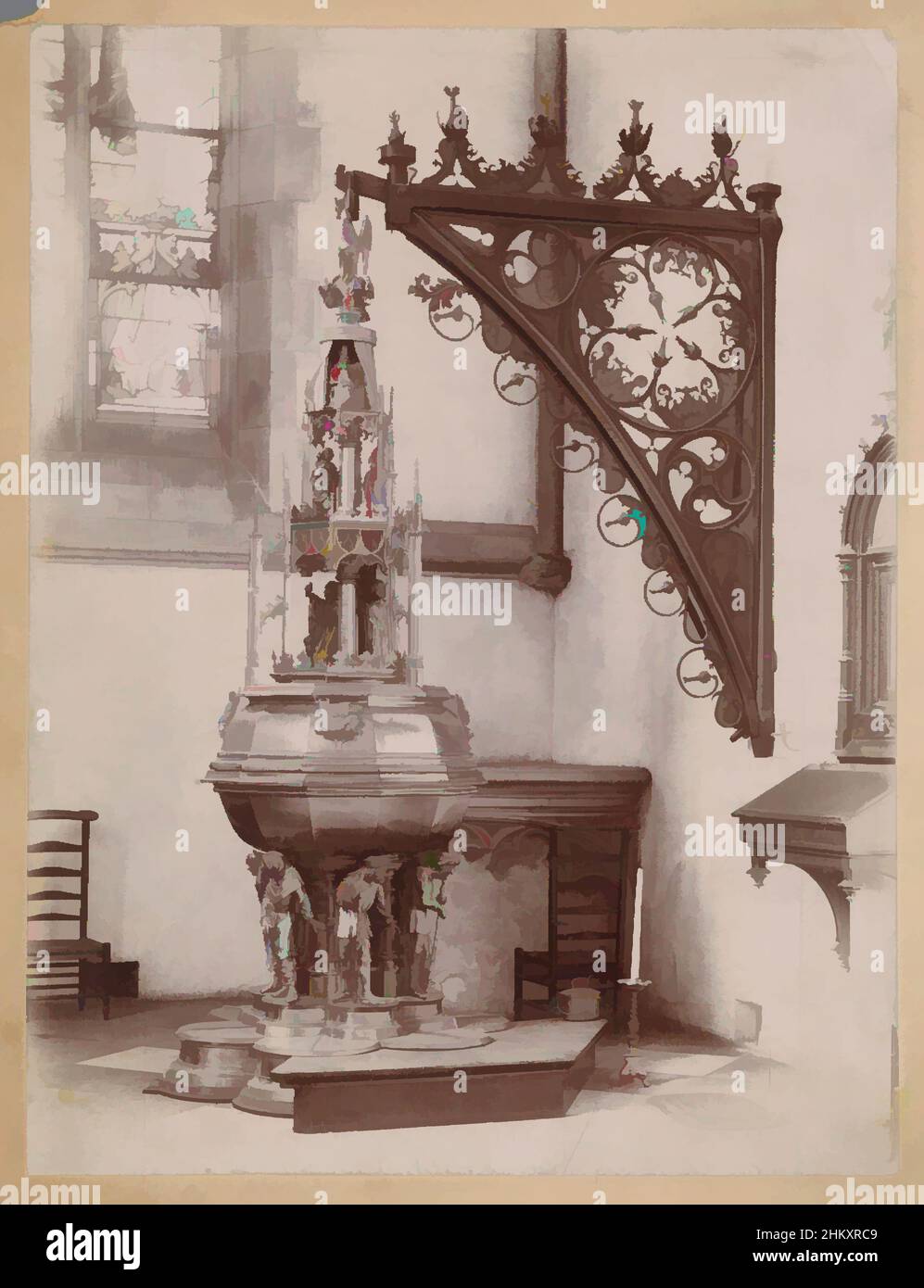 Kunst inspiriert von Taufbecken in der St. John's Cathedral in 's-Hertogenbosch, Sint-Janskathedraal, c.. 1875 - c. 1900, Karton, fotografischer Träger, Höhe 227 mm × Breite 173 mm, Classic Works modernisiert von Artotop mit einem Schuss Moderne. Formen, Farbe und Wert, auffällige visuelle Wirkung auf Kunst. Emotionen durch Freiheit von Kunstwerken auf zeitgemäße Weise. Eine zeitlose Botschaft, die eine wild kreative neue Richtung verfolgt. Künstler, die sich dem digitalen Medium zuwenden und die Artotop NFT erschaffen Stockfoto